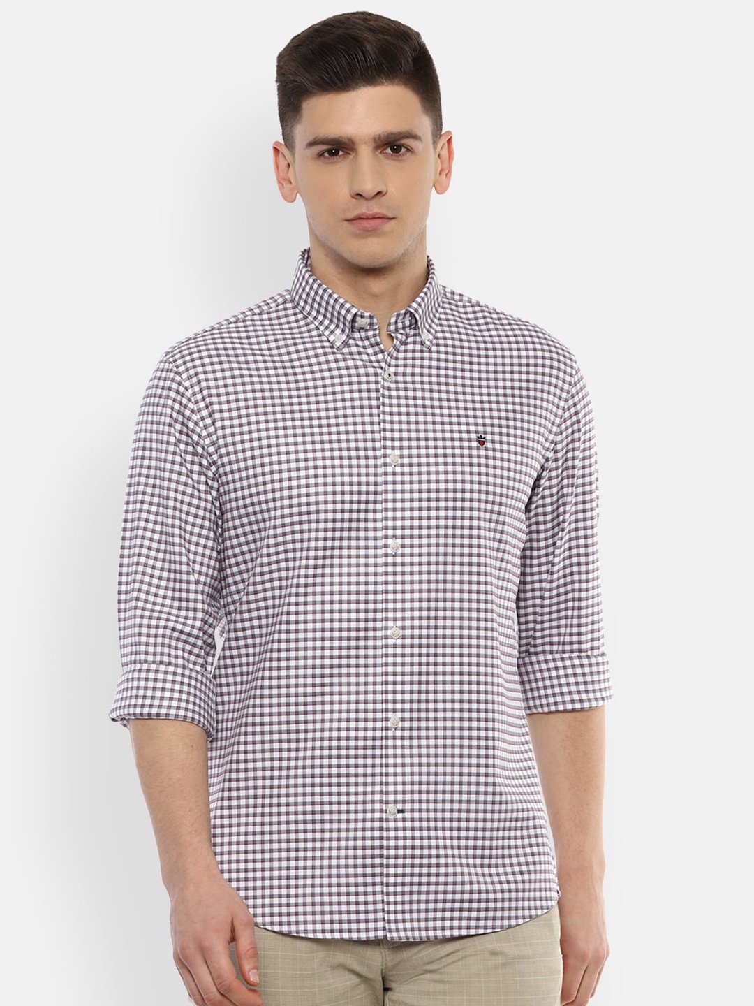 

Louis Philippe Sport Men White Slim Fit Gingham Checks Checked Casual Shirt