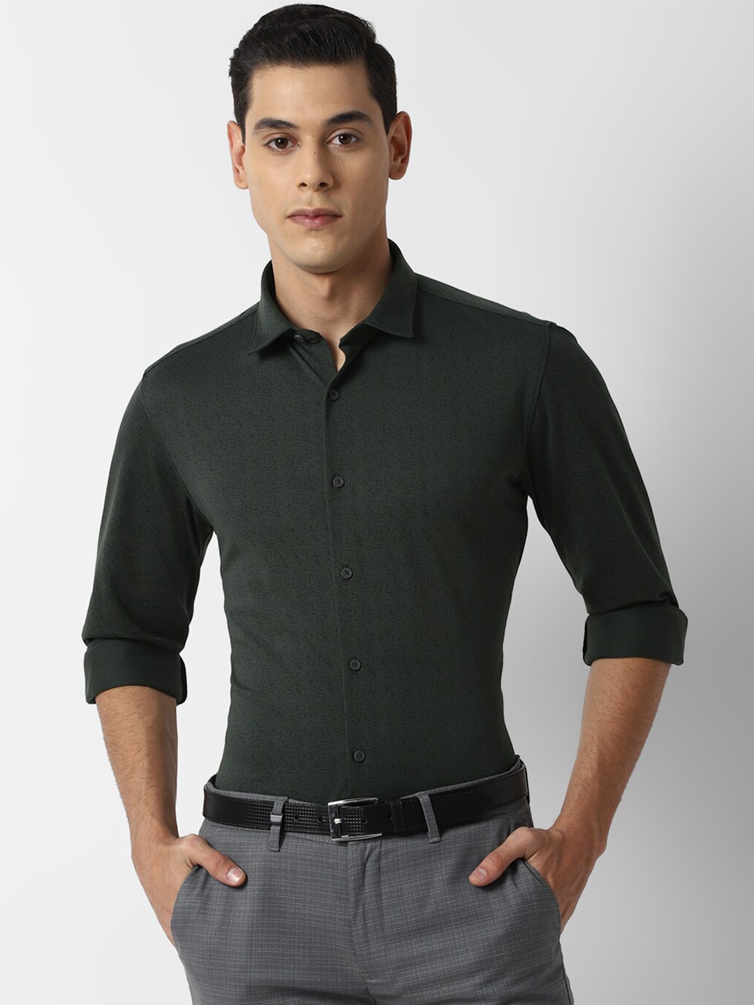 

Louis Philippe Sport Men Green Slim Fit Printed Casual Shirt