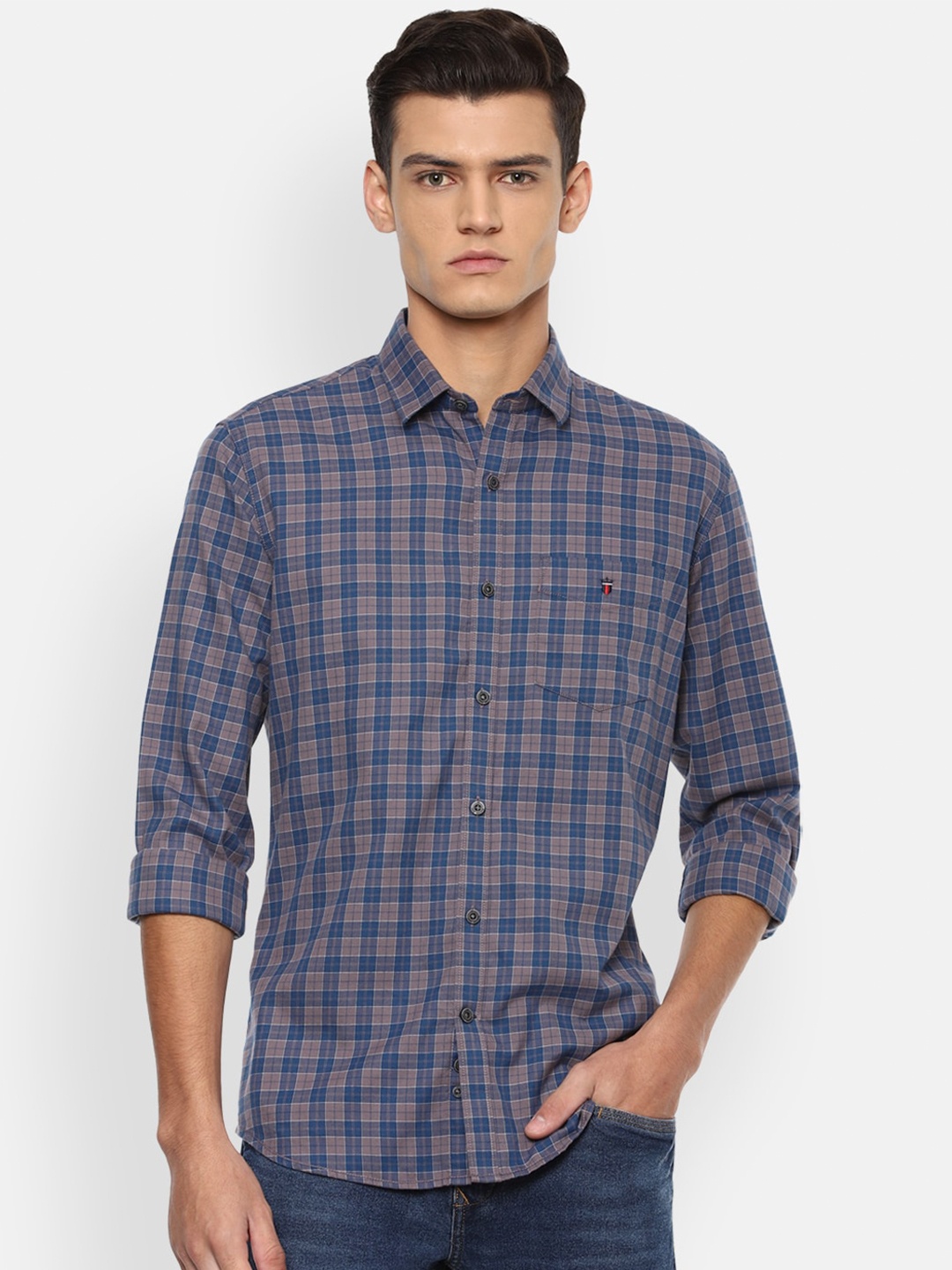 

Louis Philippe Sport Men Blue Slim Fit Checked Casual Shirt