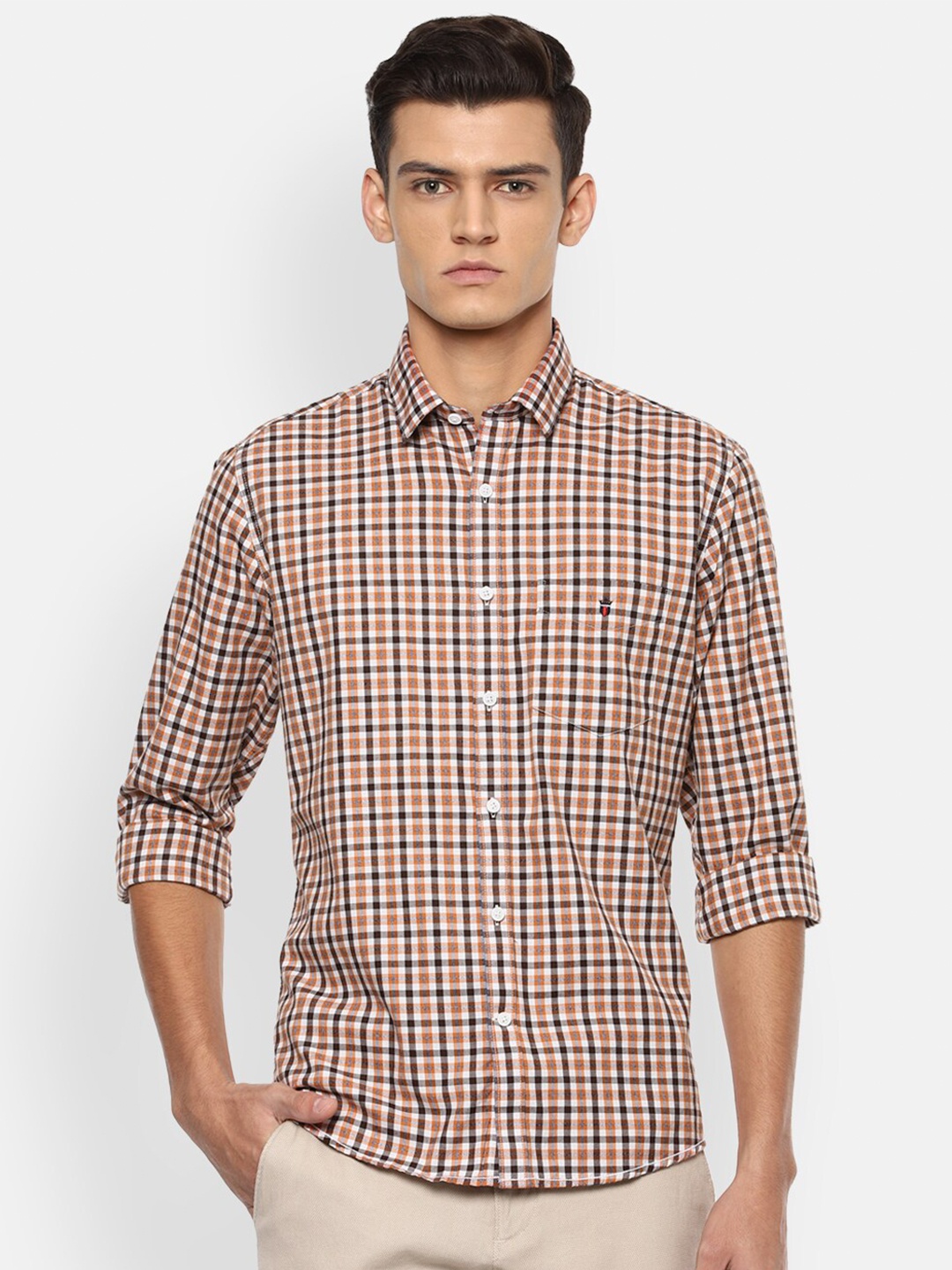 

Louis Philippe Sport Men Orange Slim Fit Checked Casual Shirt