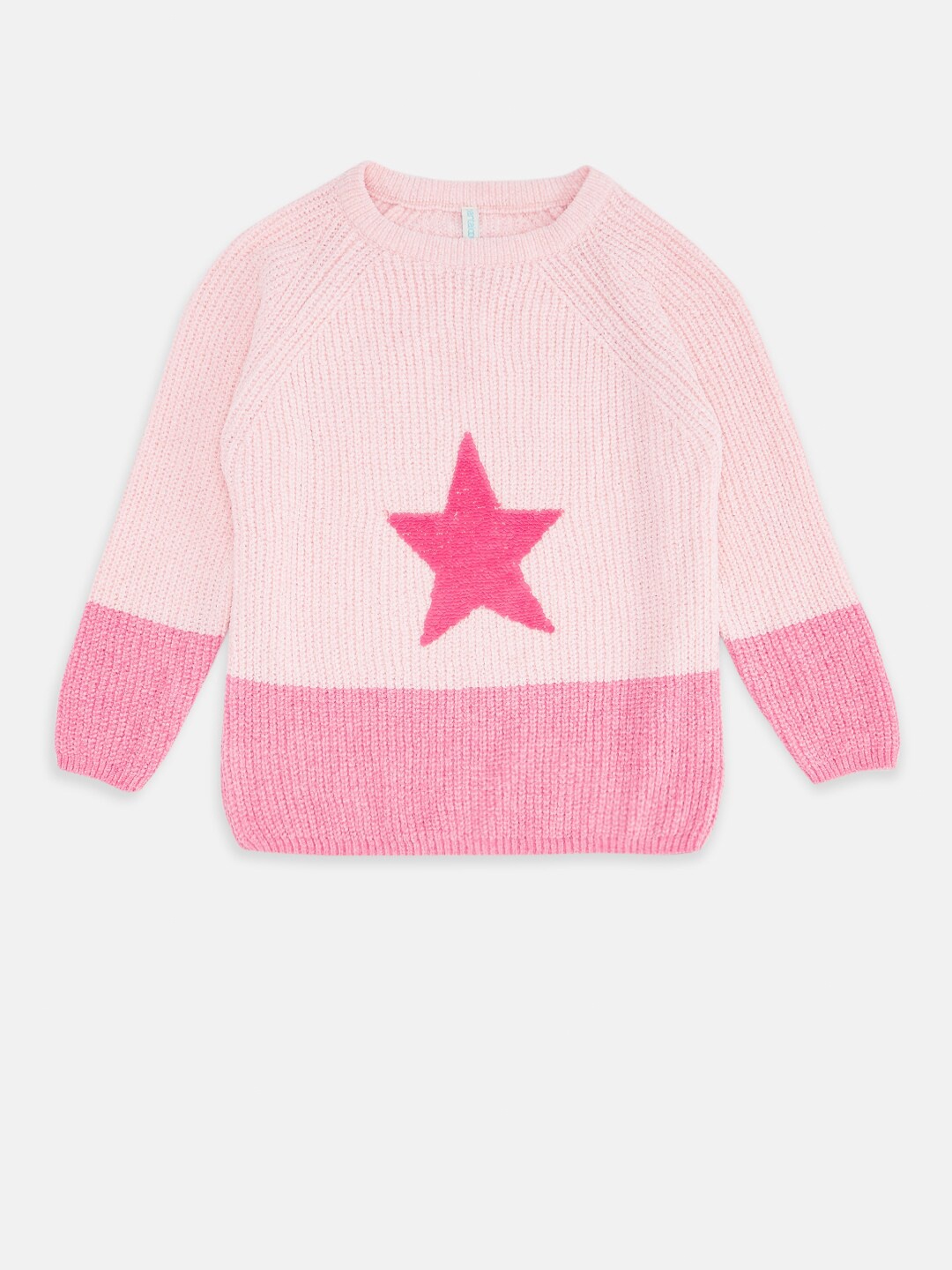 

Pantaloons Junior Girls Pink Colourblocked Pullover with Embellished Detail