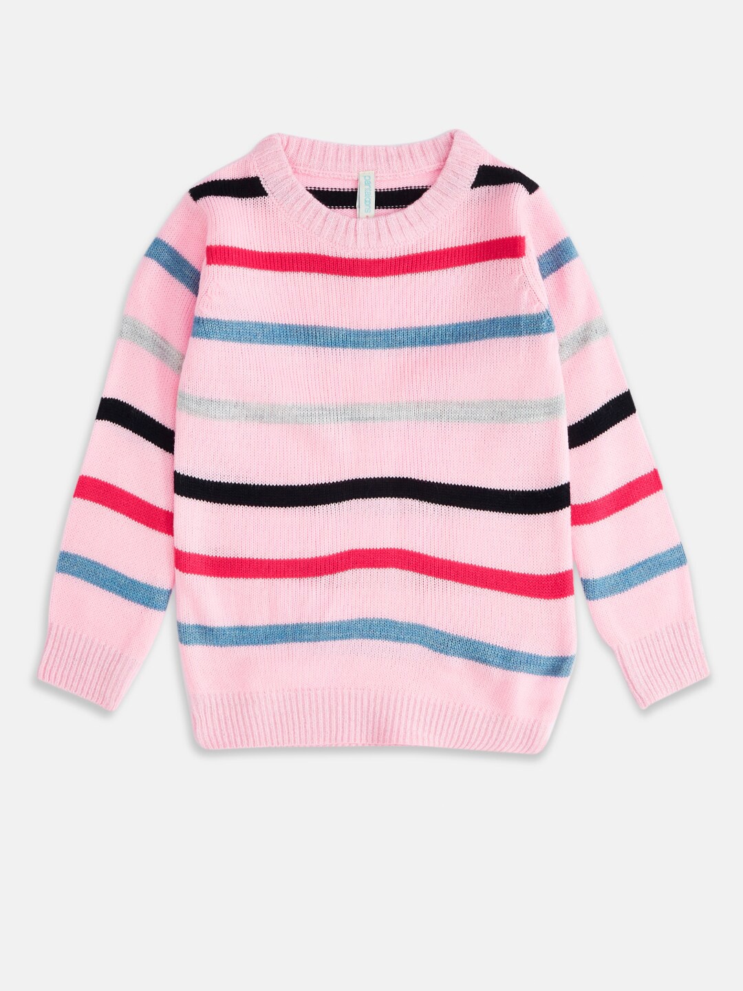 

Pantaloons Junior Girls Pink & Red Striped Pullover