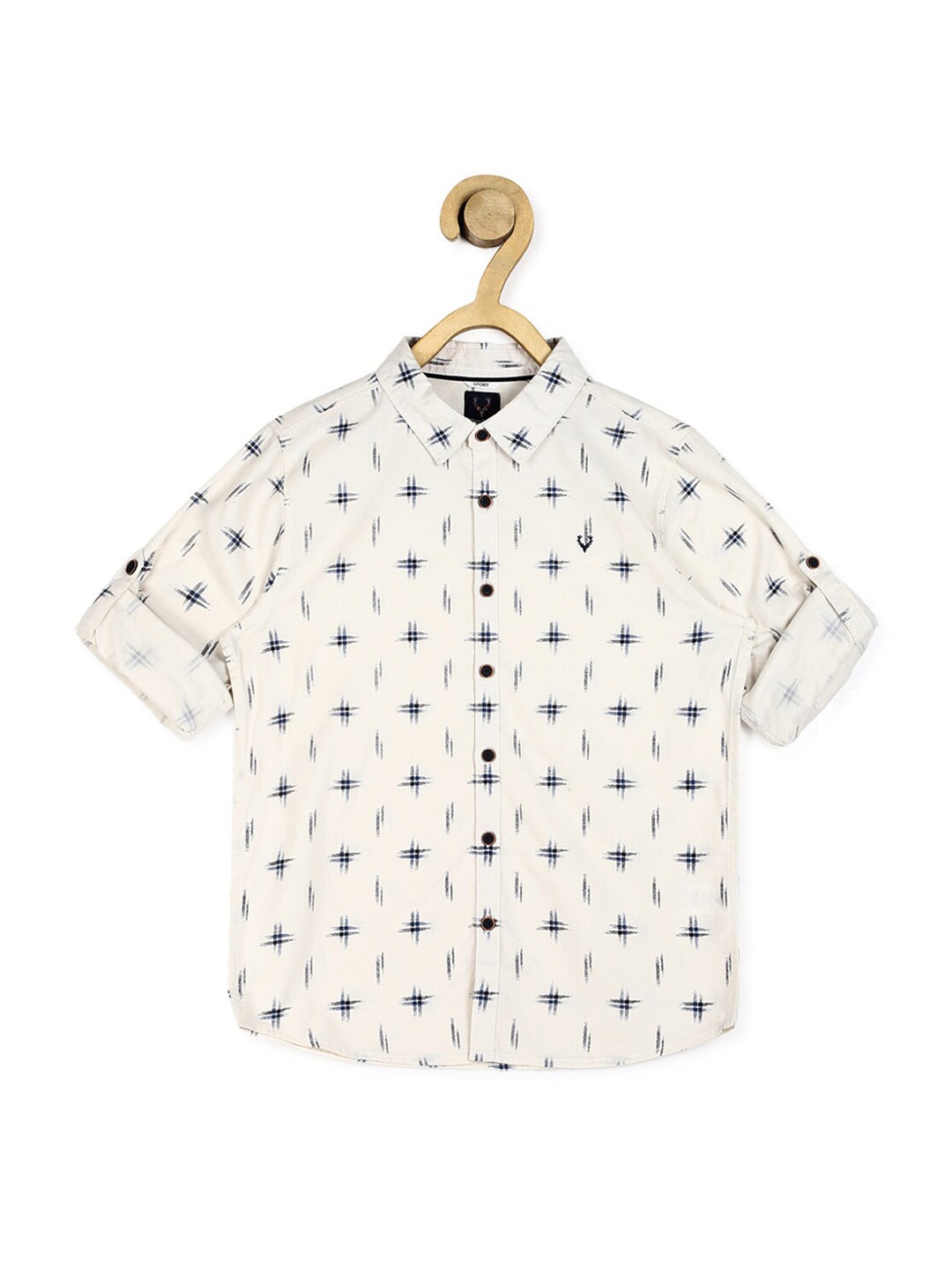 

Allen Solly Junior Boys Cream-Coloured Slim Fit Printed Casual Shirt