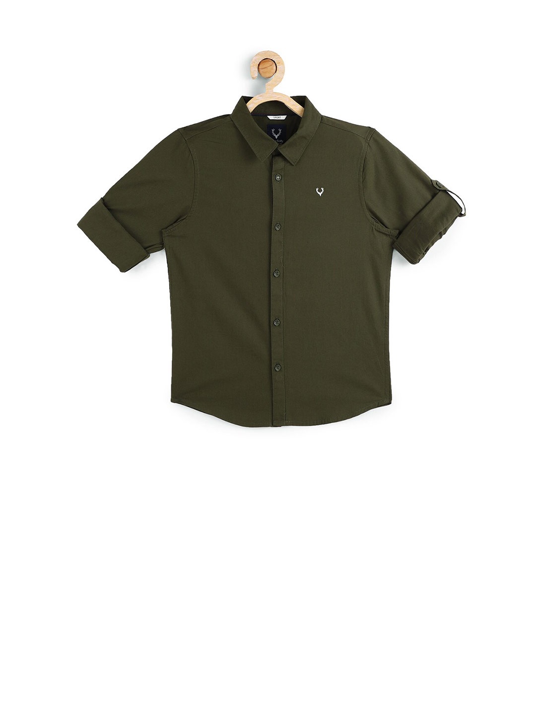 

Allen Solly Junior Boys Olive Green Slim Fit Casual Shirt