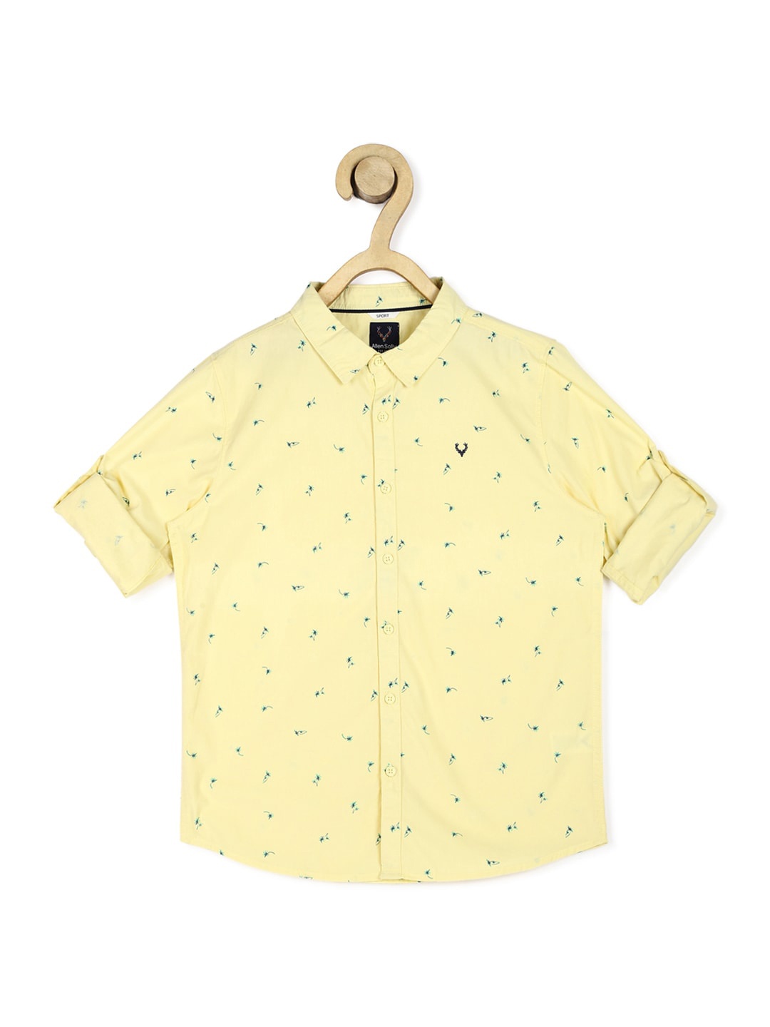 

Allen Solly Junior Boys Yellow Slim Fit Printed Pure Cotton Casual Shirt