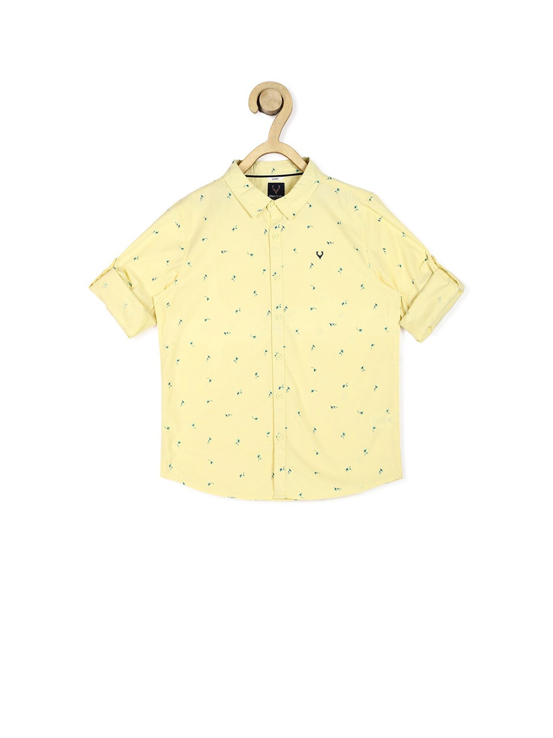 

Allen Solly Junior Boys Yellow Slim Fit Printed Pure Cotton Casual Shirt