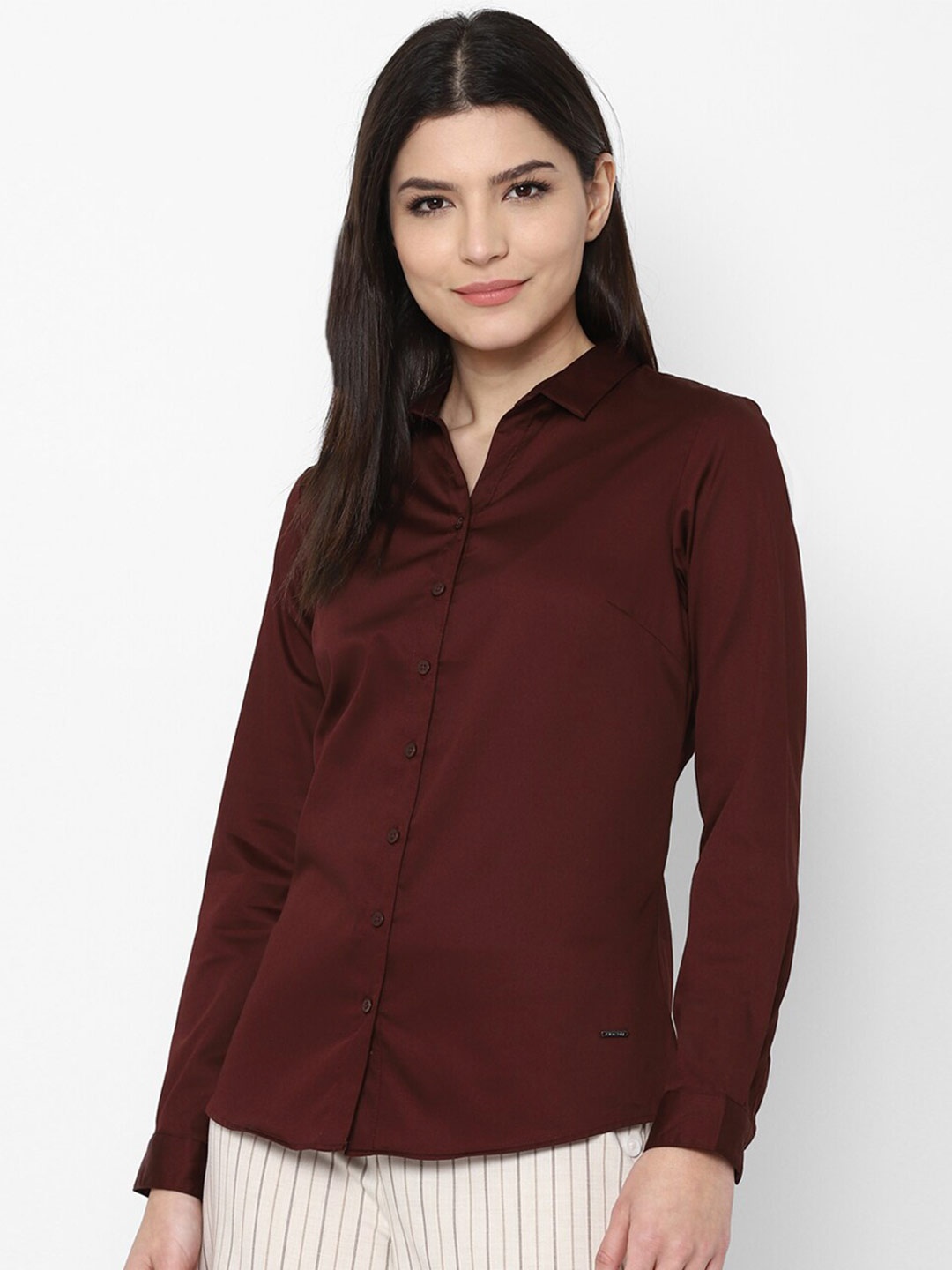 

Allen Solly Woman Women Maroon Casual Shirt