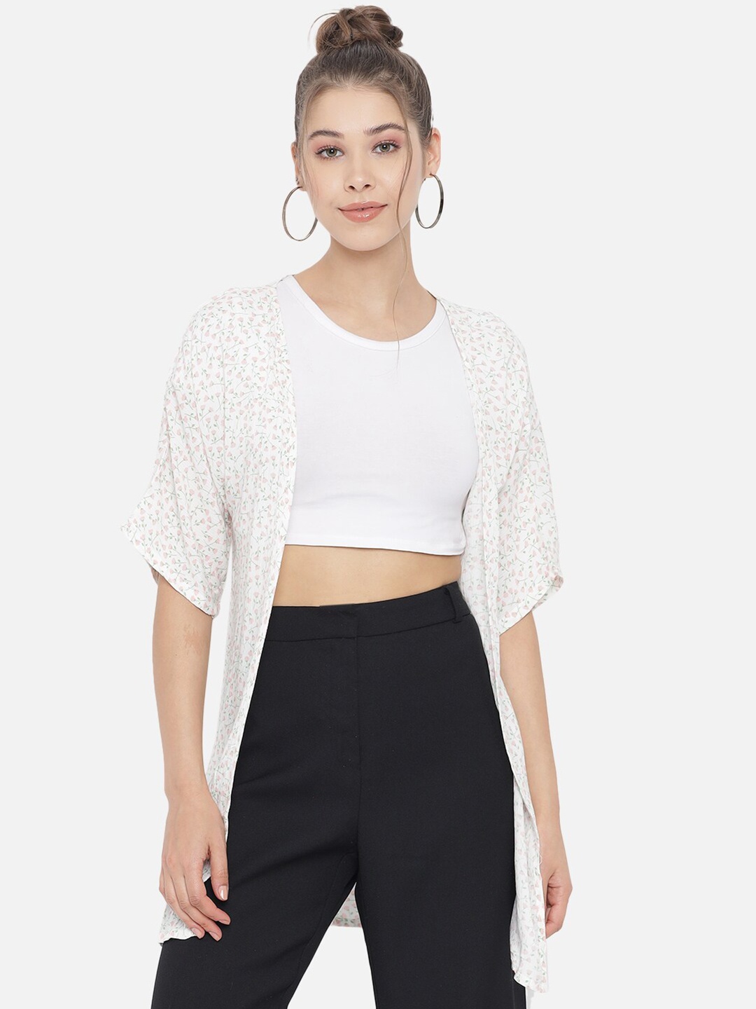 

Trend Arrest Women White & Pink Printed Shrug