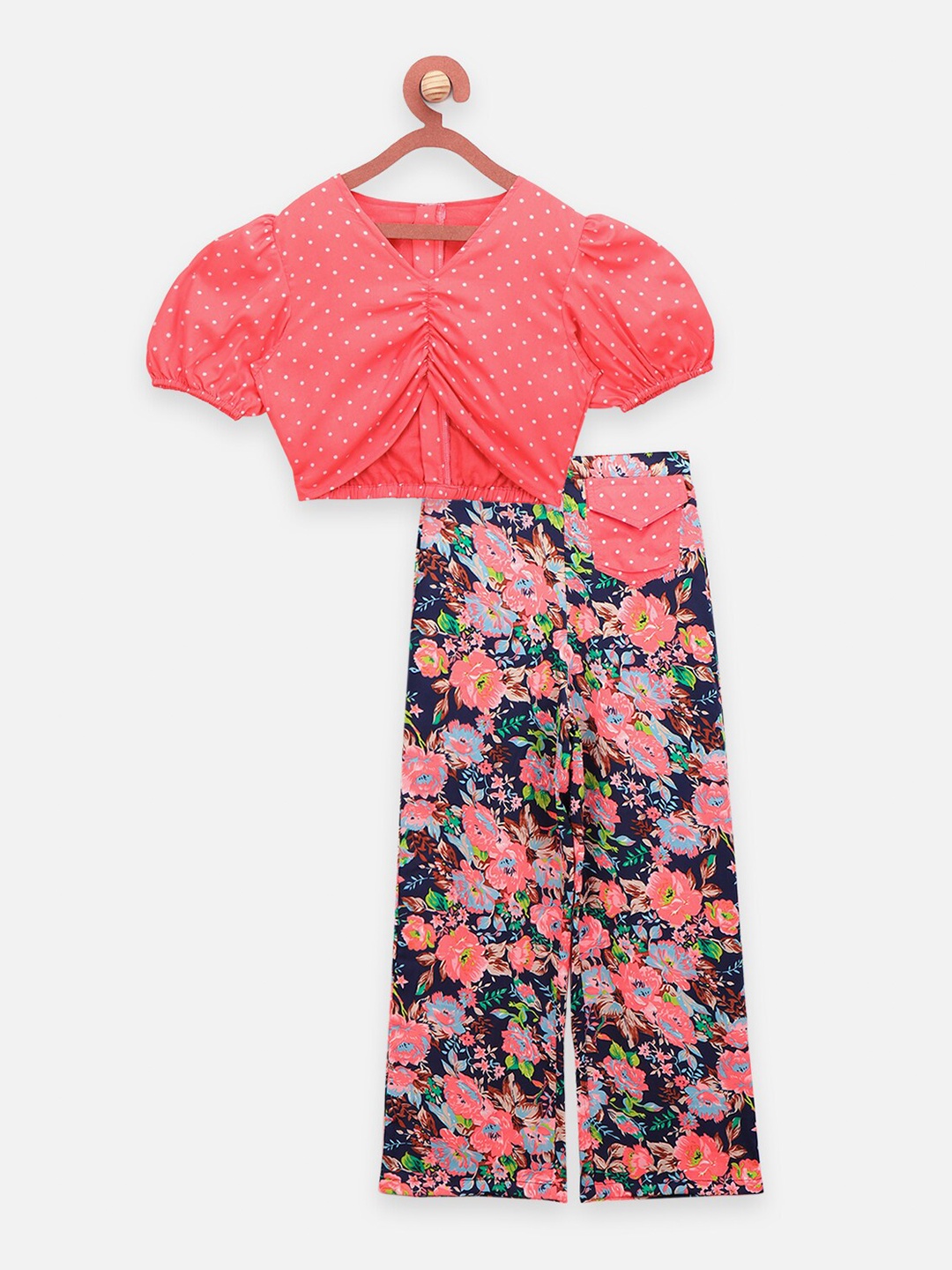 

LilPicks Girls Pink & Black Printed Top with Palazzos