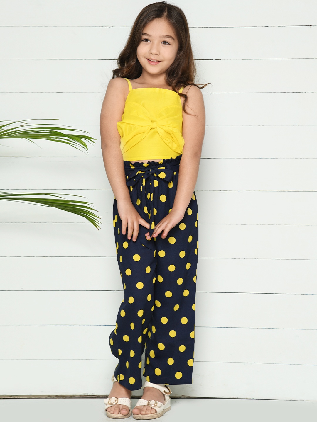 

LilPicks Girls Yellow & Blue Top with Palazzos