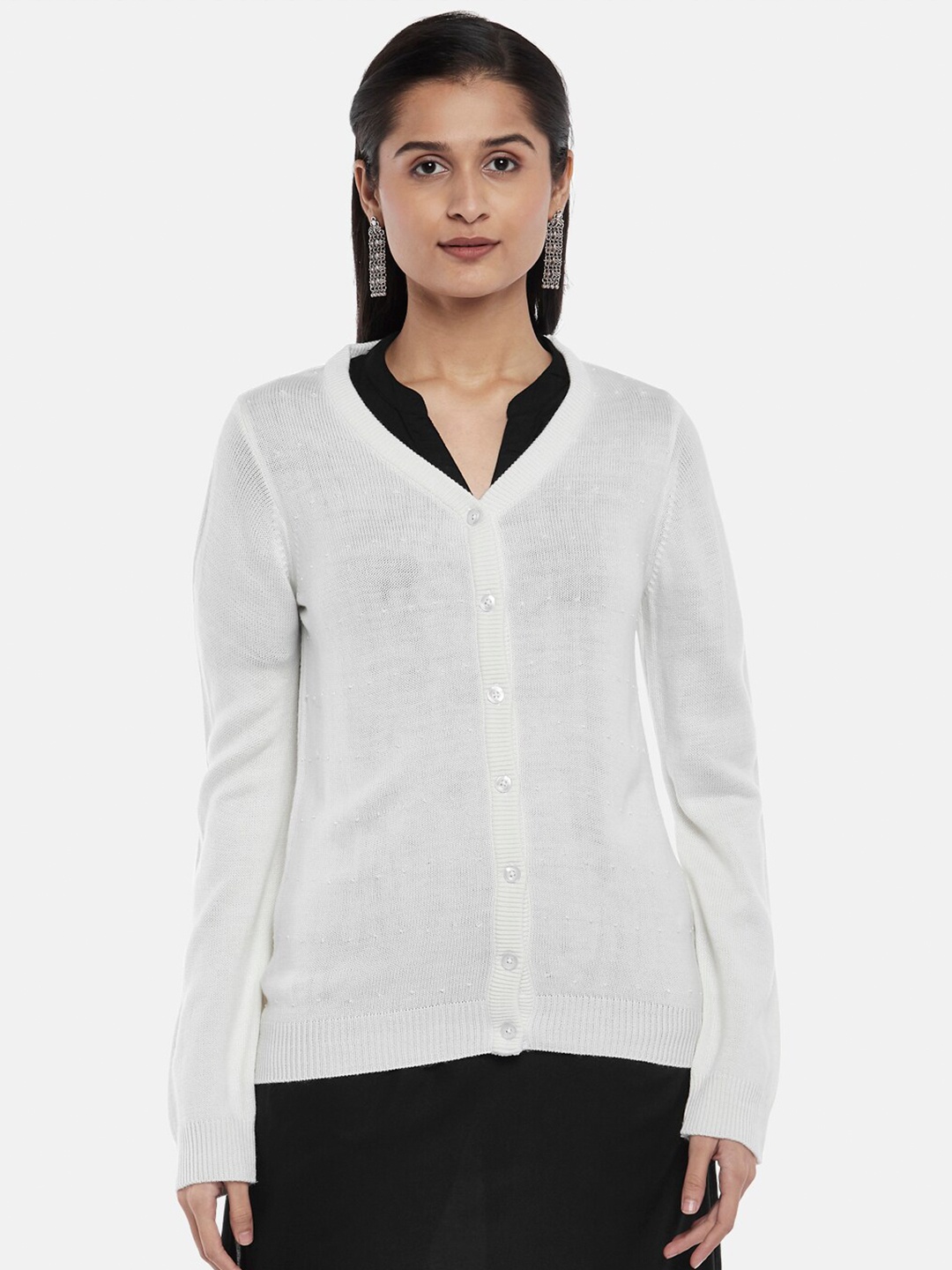 

RANGMANCH BY PANTALOONS Women Off White Cardigan