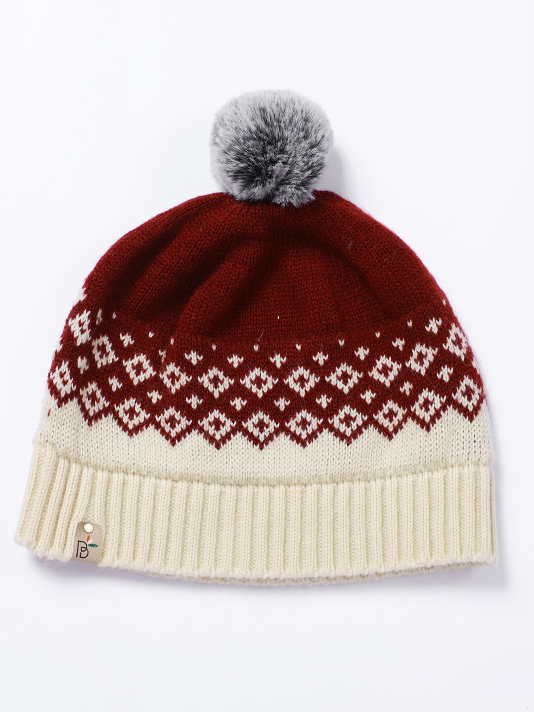 

Bharatasya Unisex Kids Brown & Cream-Coloured Beanie