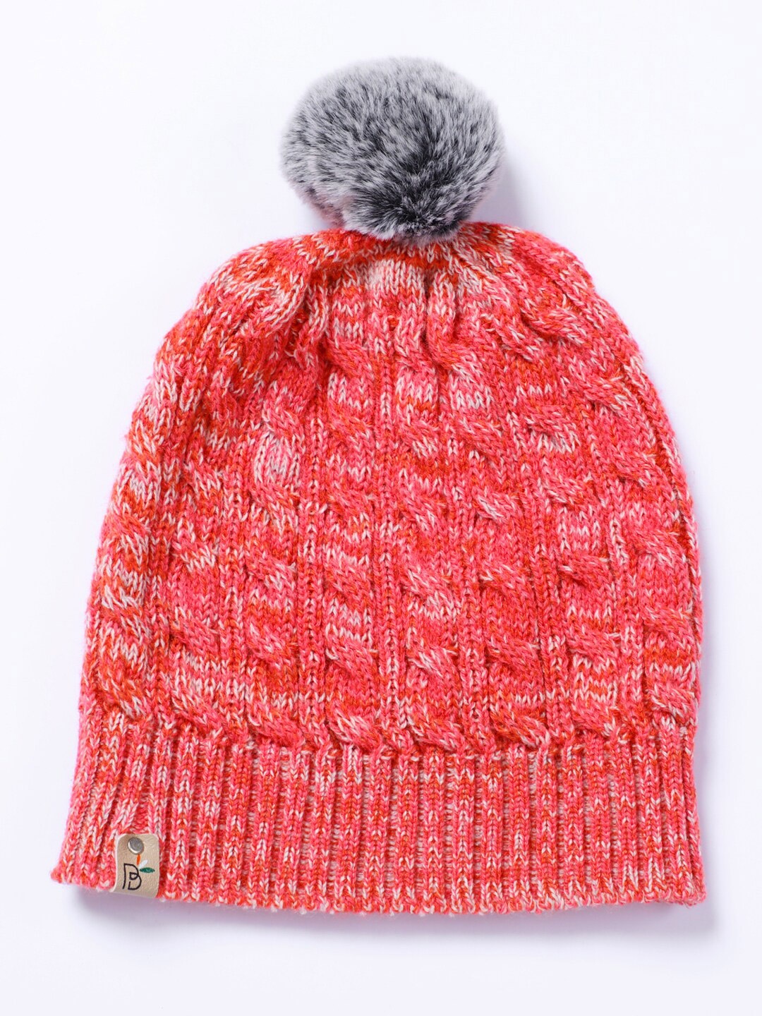 

Bharatasya Unisex Kids Orange & Grey Beanie
