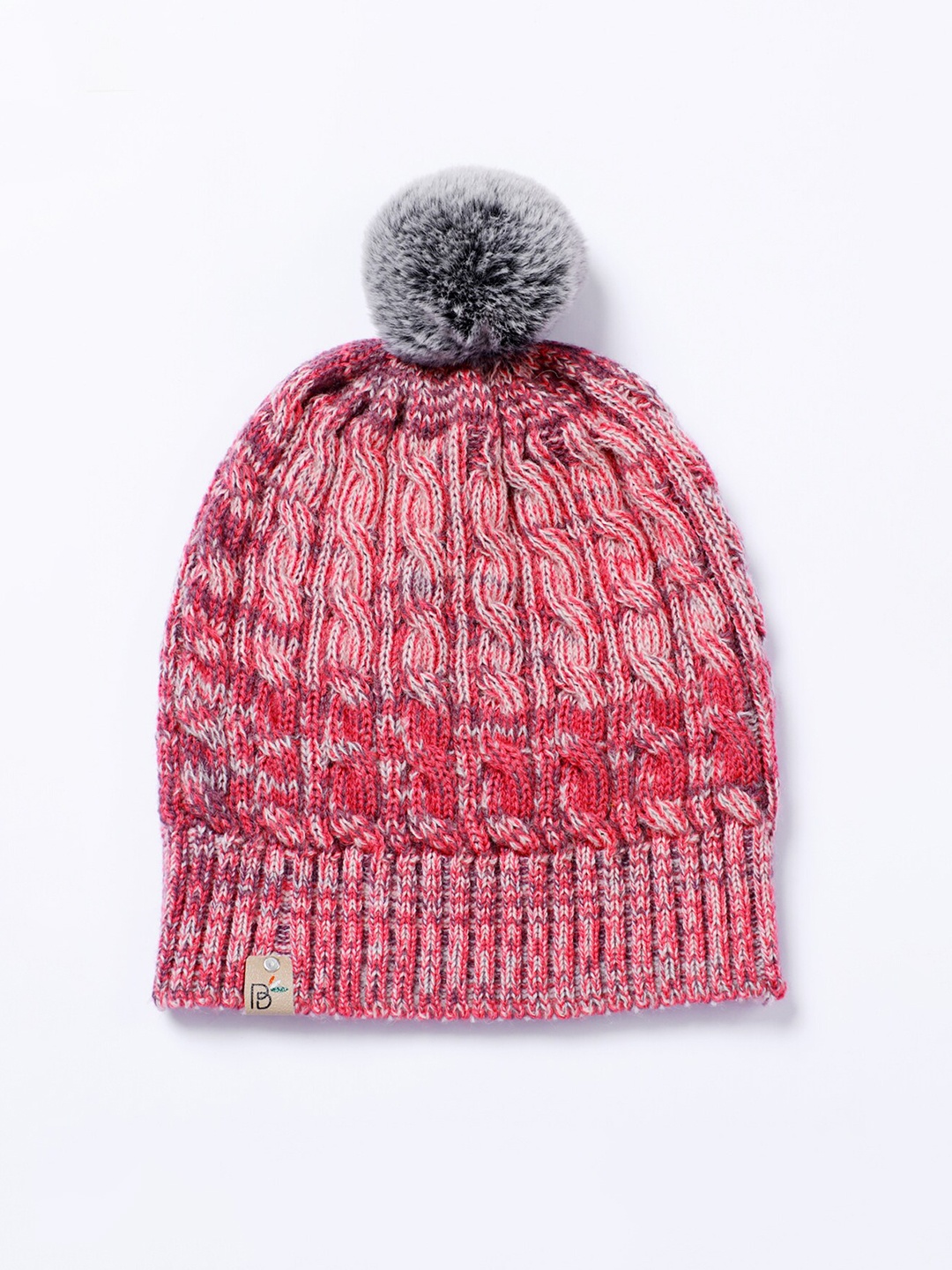 

Bharatasya Unisex Kids Pink & Grey Beanie