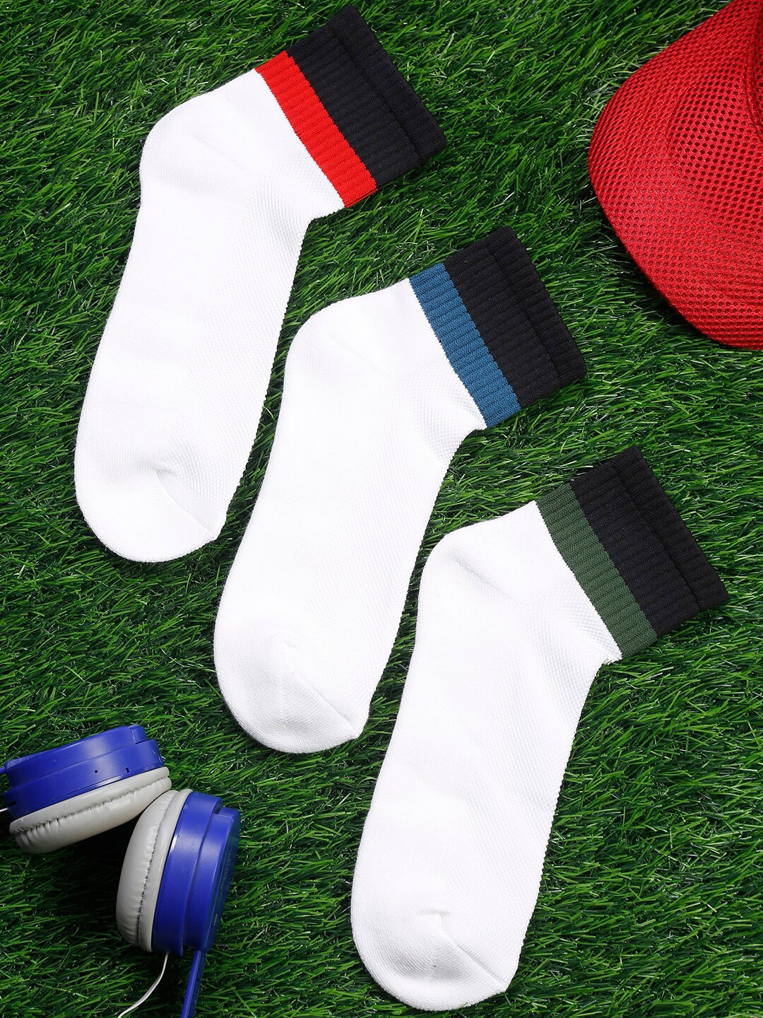 

LOUIS STITCH Men Pack of 3 Solid Ankle Length Socks, White
