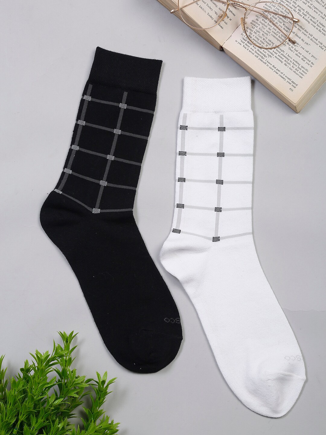 

LOUIS STITCH Men Pack Of 2 Patterned Calf-Length Antimicrobial Socks, Black