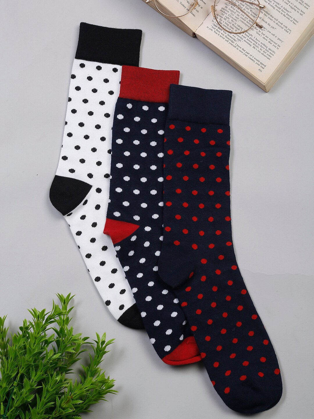 

LOUIS STITCH Men Pack Of 3 Patterned Calf-Length Socks, Navy blue