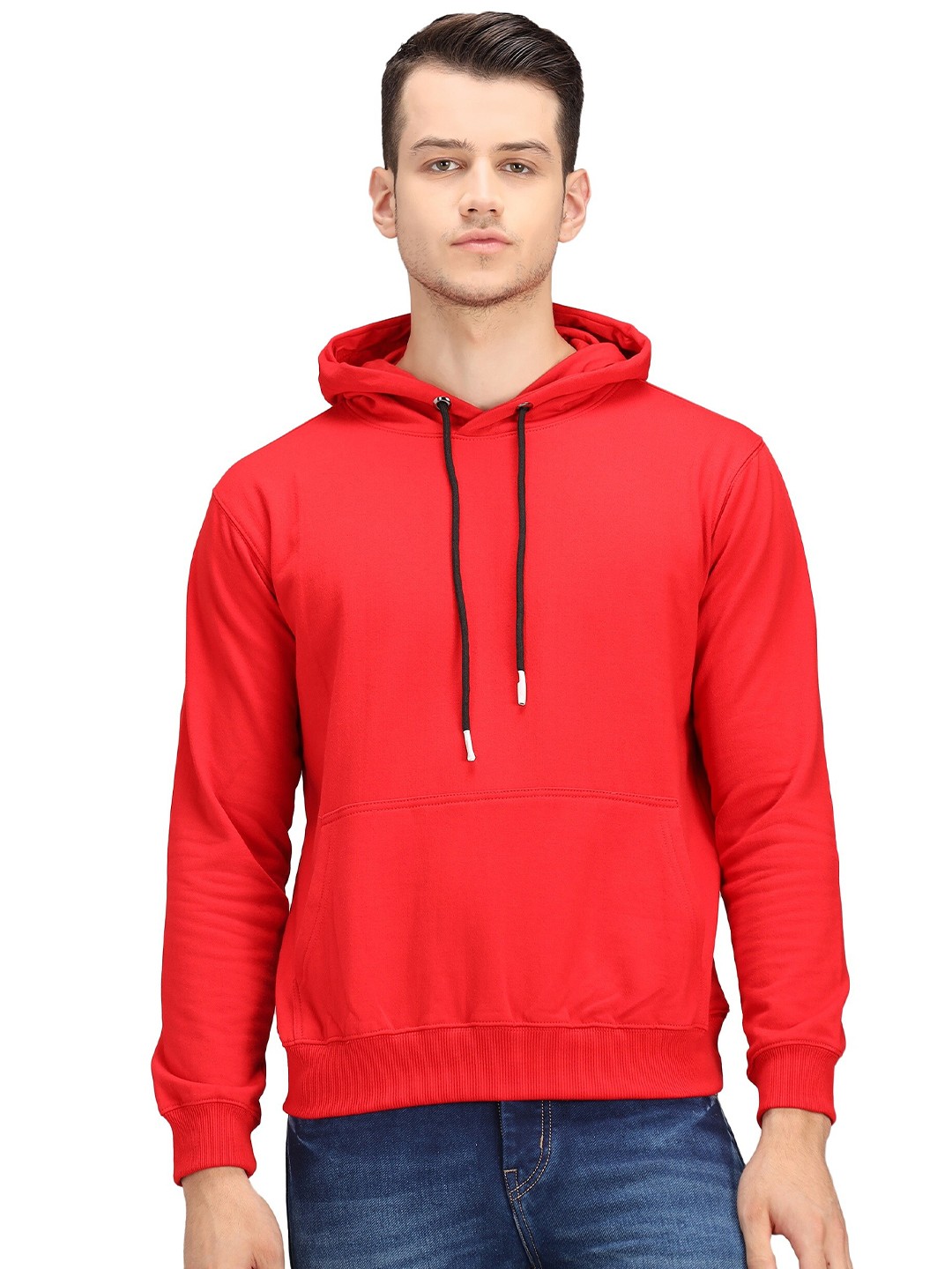 

PockMAN Men Red Hooded Sweatshirt