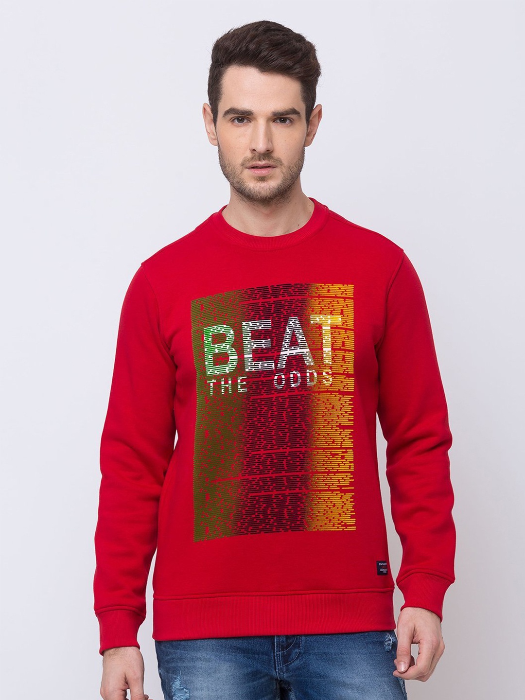 

Status Quo Men Red Printed Sweatshirt