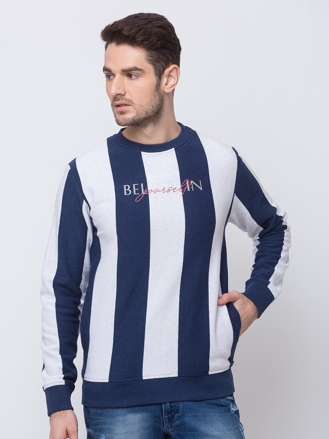 

Status Quo Men Navy Blue Printed Sweatshirt