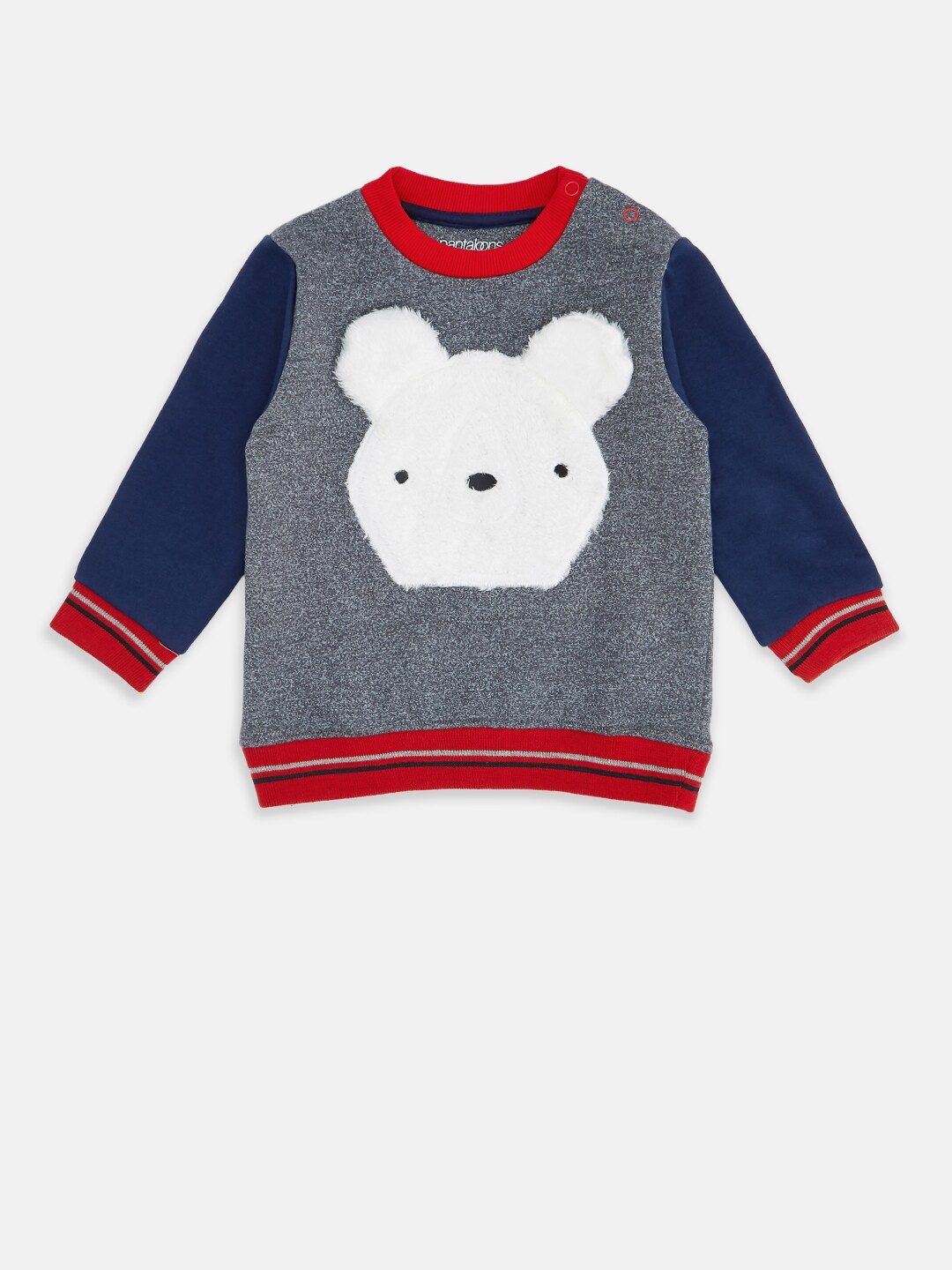 

Pantaloons Baby Boys Grey Melange Printed Sweatshirt