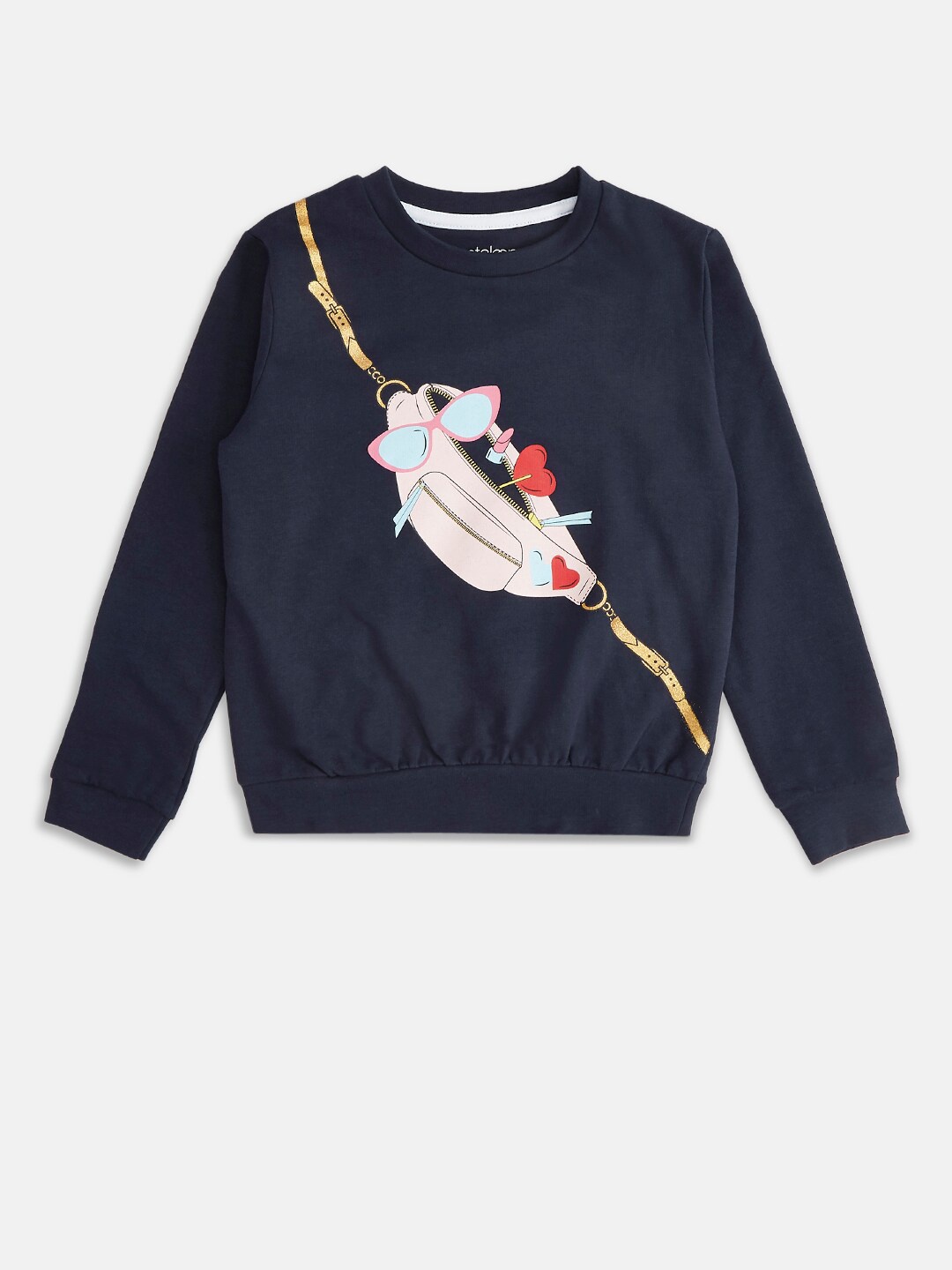 

Pantaloons Junior Girls Navy Blue Printed Sweatshirt