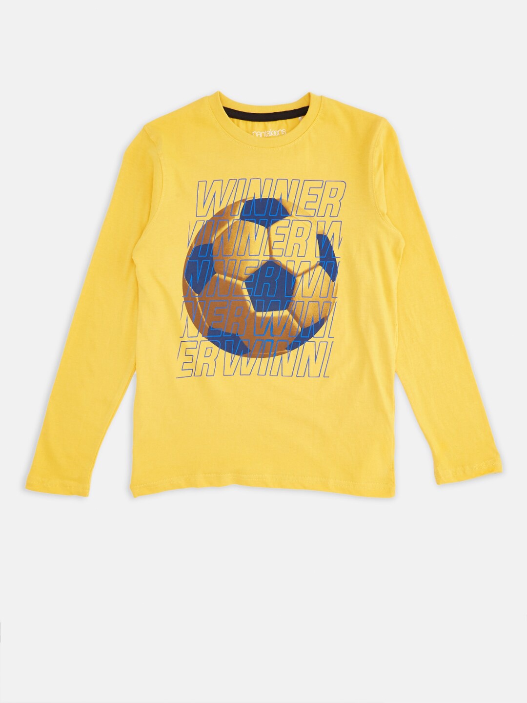 

Pantaloons Junior Boys Mustard Yellow Printed Pure Cotton T-shirt