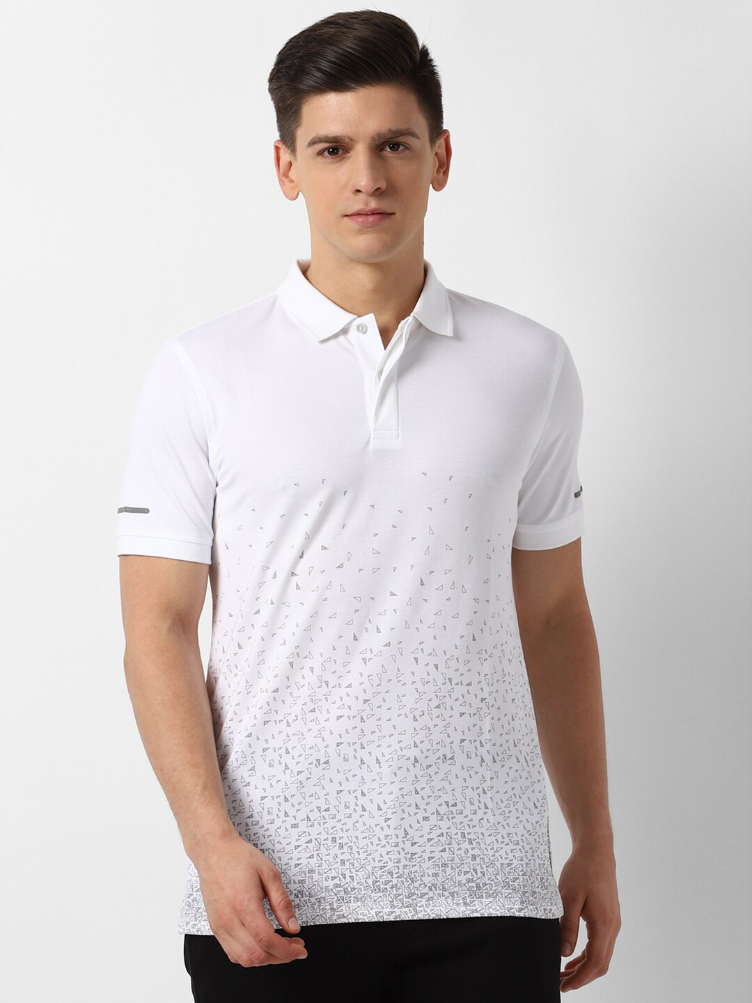 

Louis Philippe Sport Men White Printed Polo Collar Slim Fit T-shirt