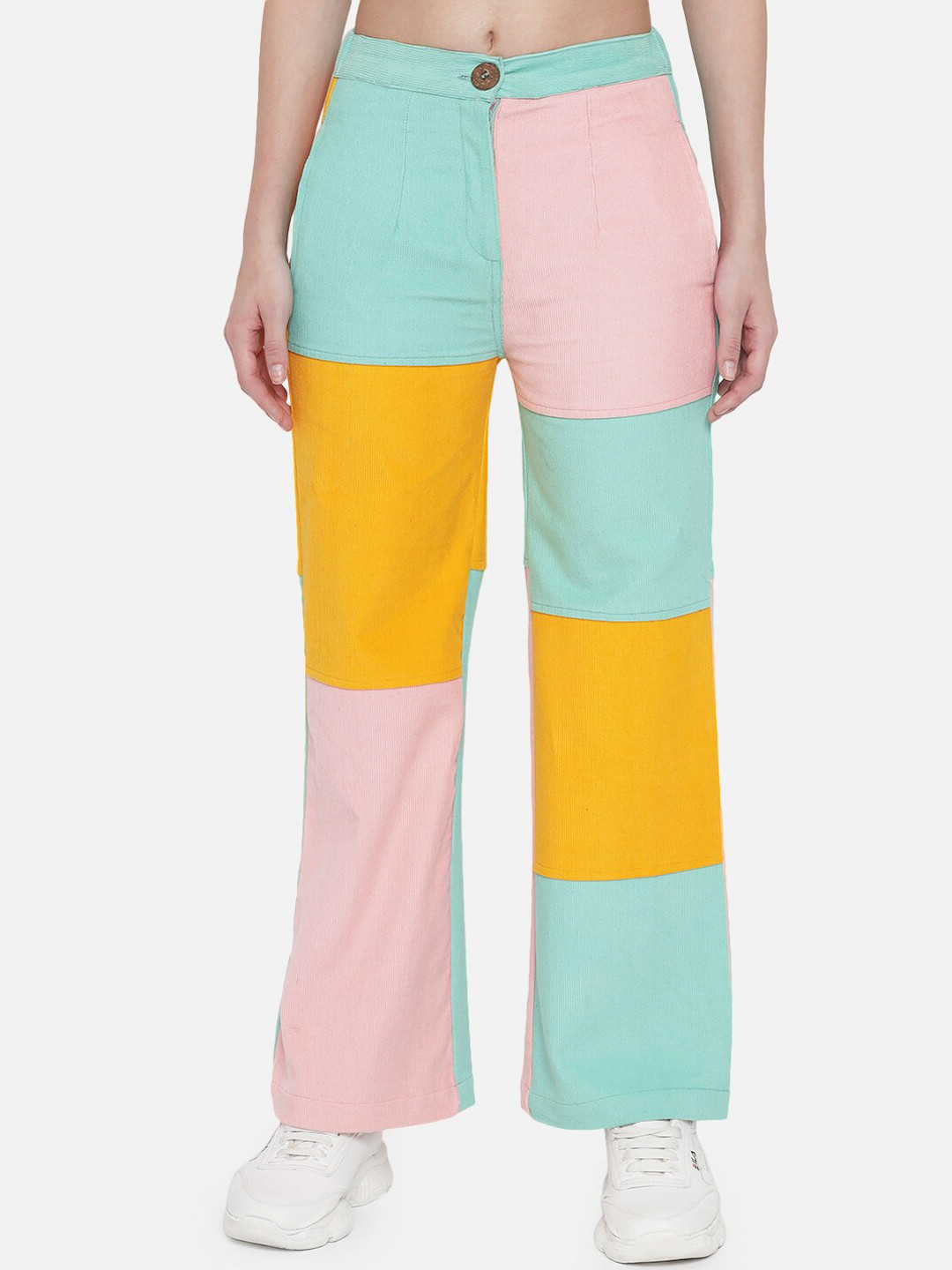 

The Dry State Women Multicoloured High-Rise Corduroy Trousers, Multi