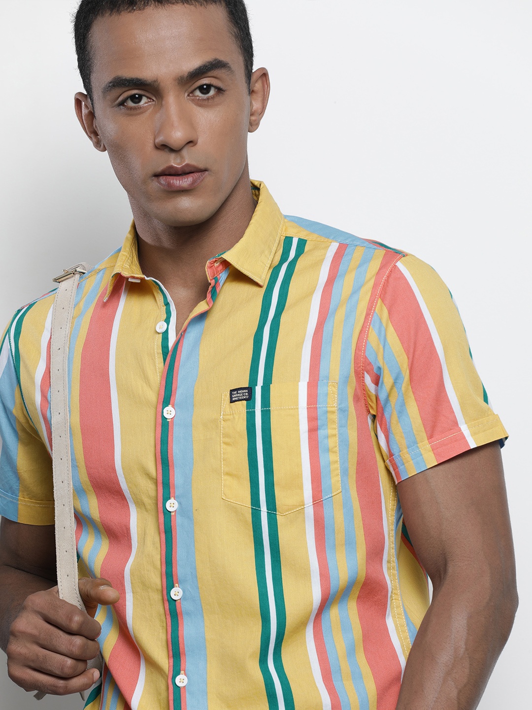 

The Indian Garage Co Men Multicoloured Striped Pure Cotton Casual Shirt, Multi