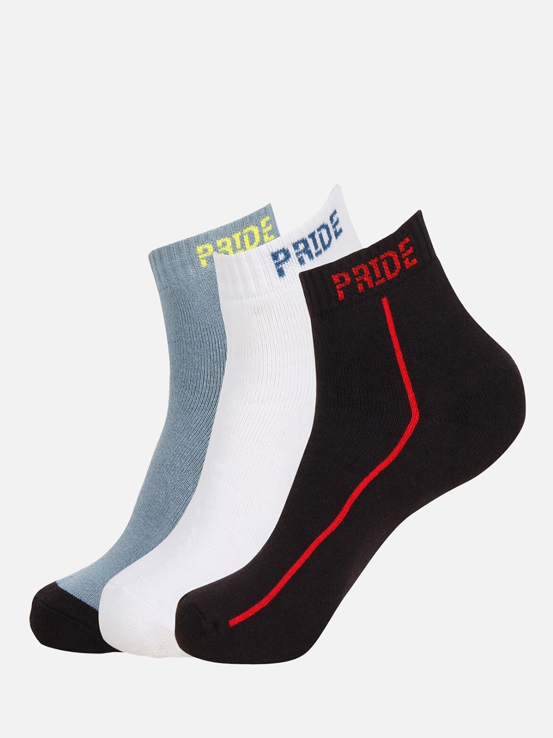 

PRIDE APPAREL Pack Of 3 Patterned Ankle Length Socks, Blue