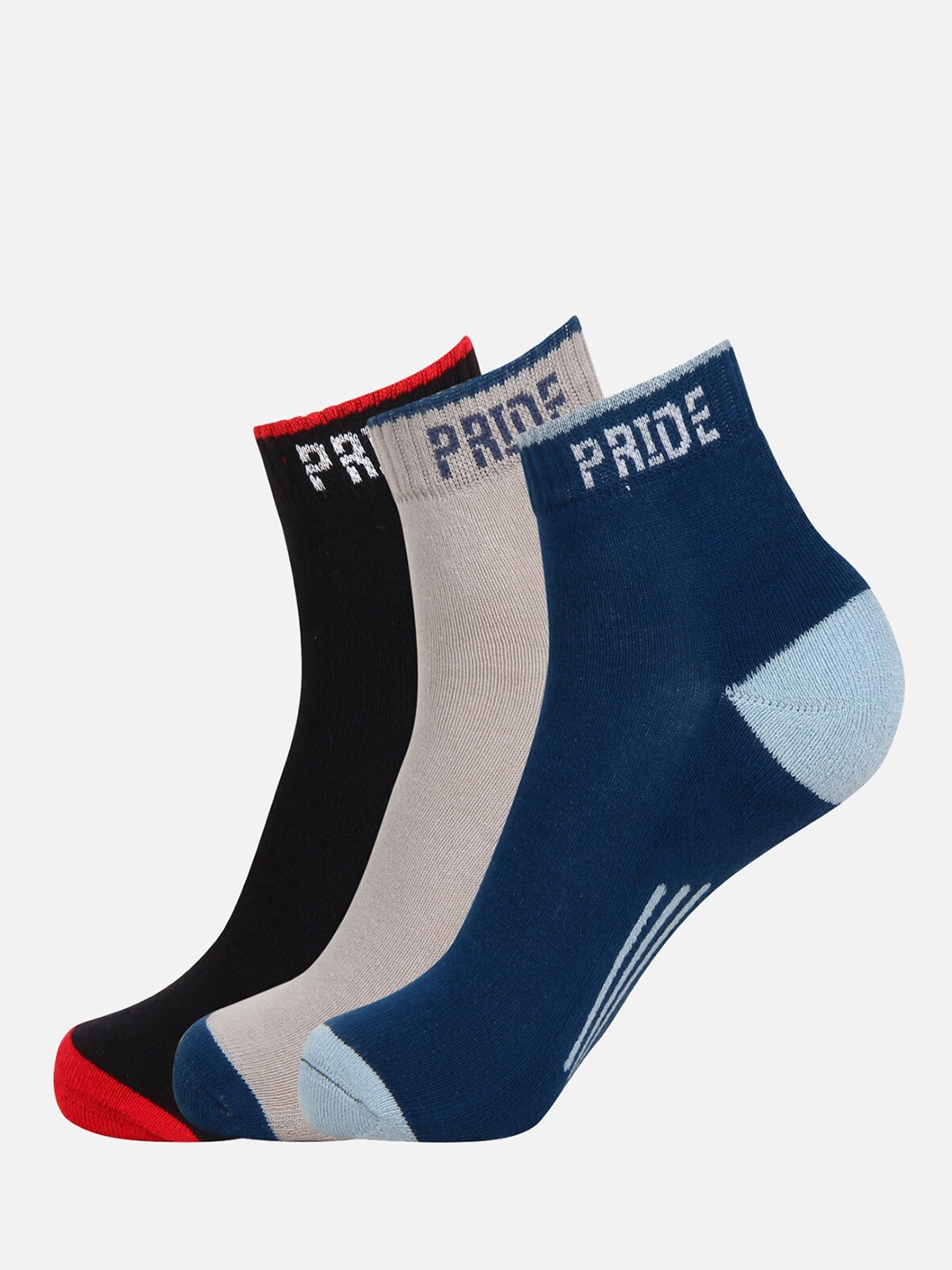 

PRIDE APPAREL Pack of 3 Patterned Ankle Length Socks, Blue