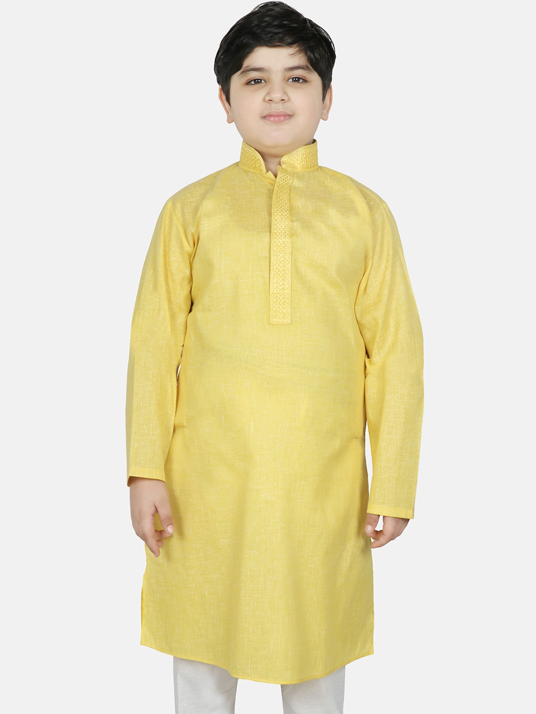 

SG YUVRAJ Boys Yellow Solid Thread Work Kurta