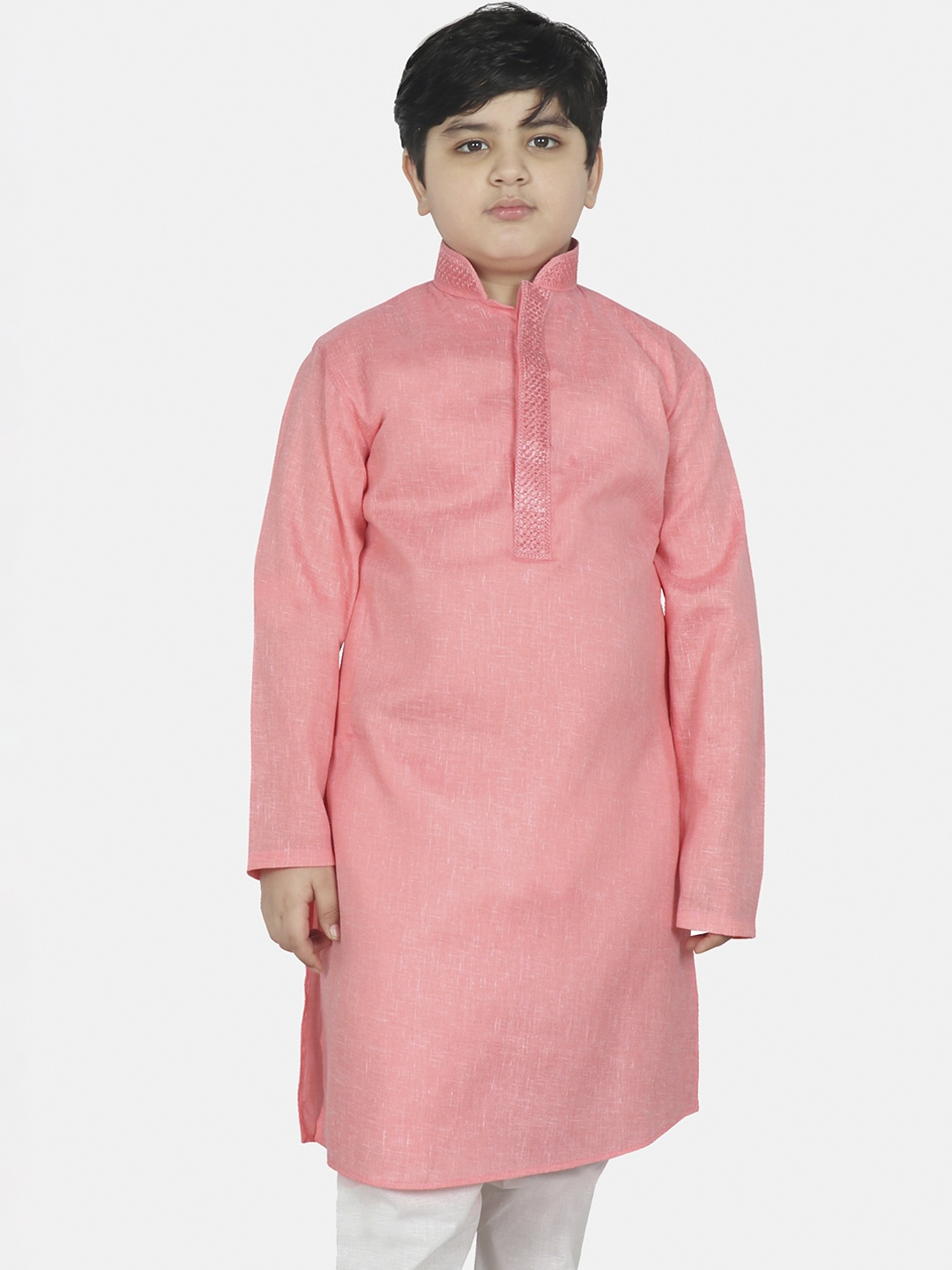 

SG YUVRAJ Boys Peach-Coloured Thread Work Kurta