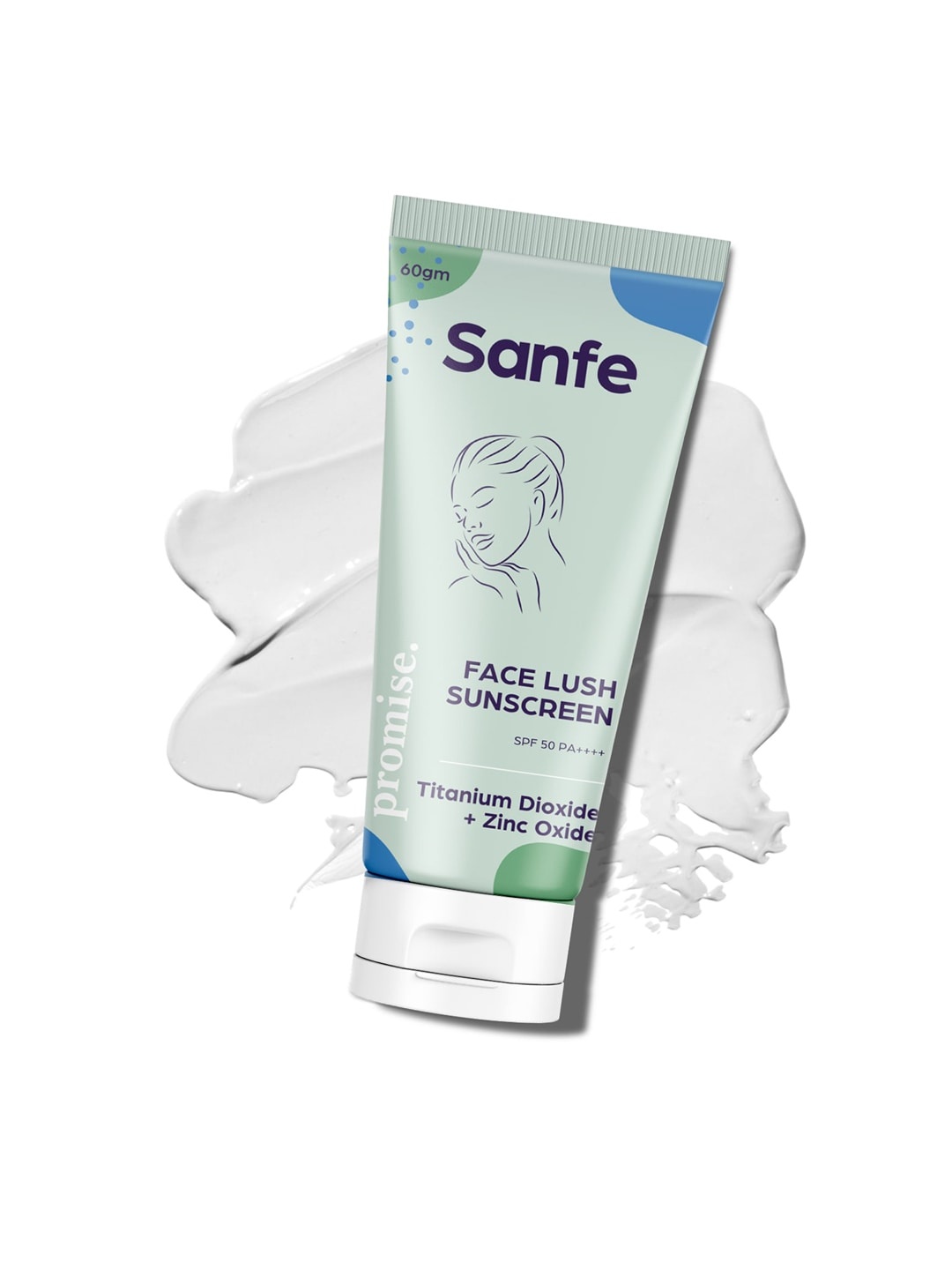 

Sanfe Promise Avobenzone Face Lush Sunscreen For All Skin Types with PA+++ zinc oxide 60gm, White