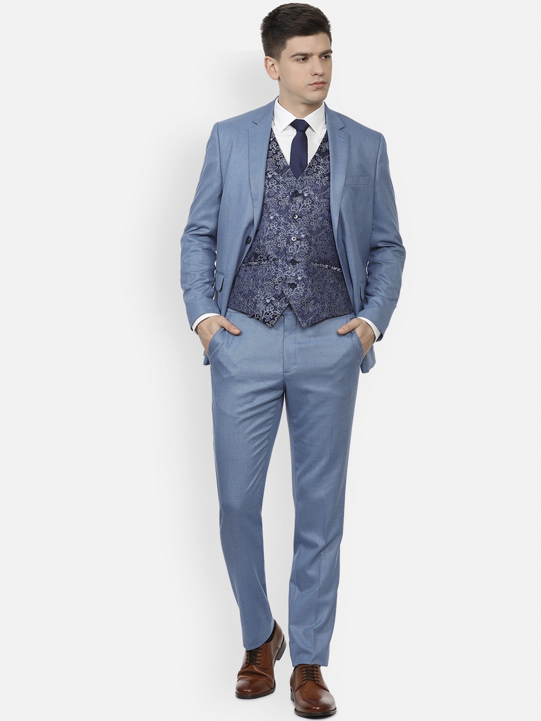 

Van Heusen Men Blue Slim-Fit Single-Breasted Three-Piece Formal Suit