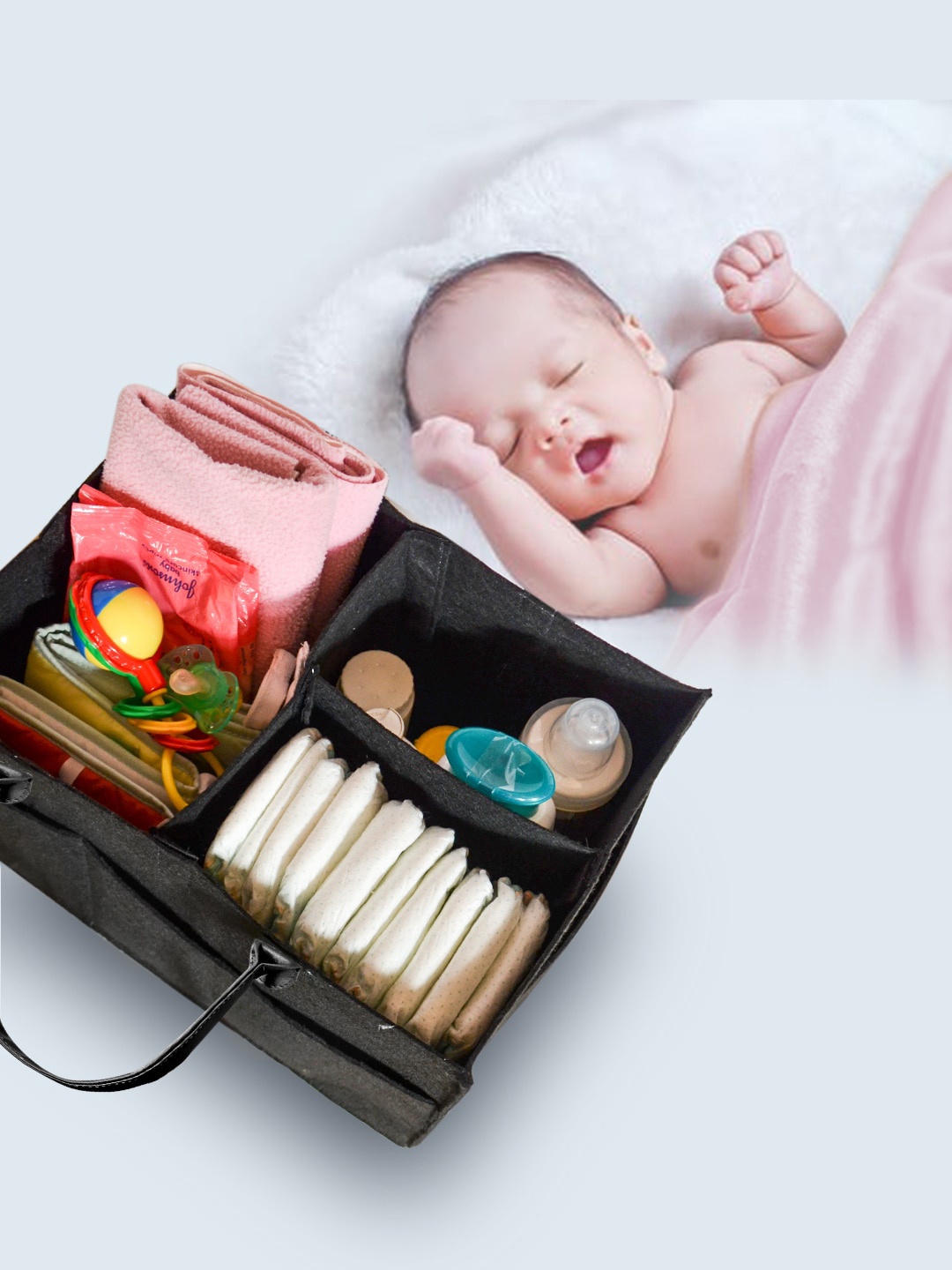 

Hippo Black Solid Felt Large Baby Diaper Storage Bag