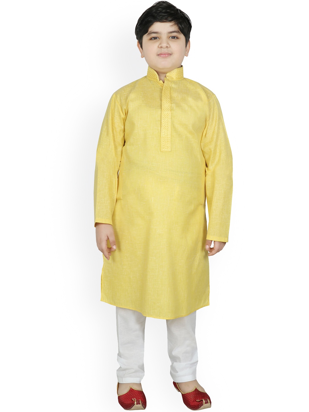 

SG YUVRAJ Boys Yellow Pure Cotton Kurta with Pyjamas