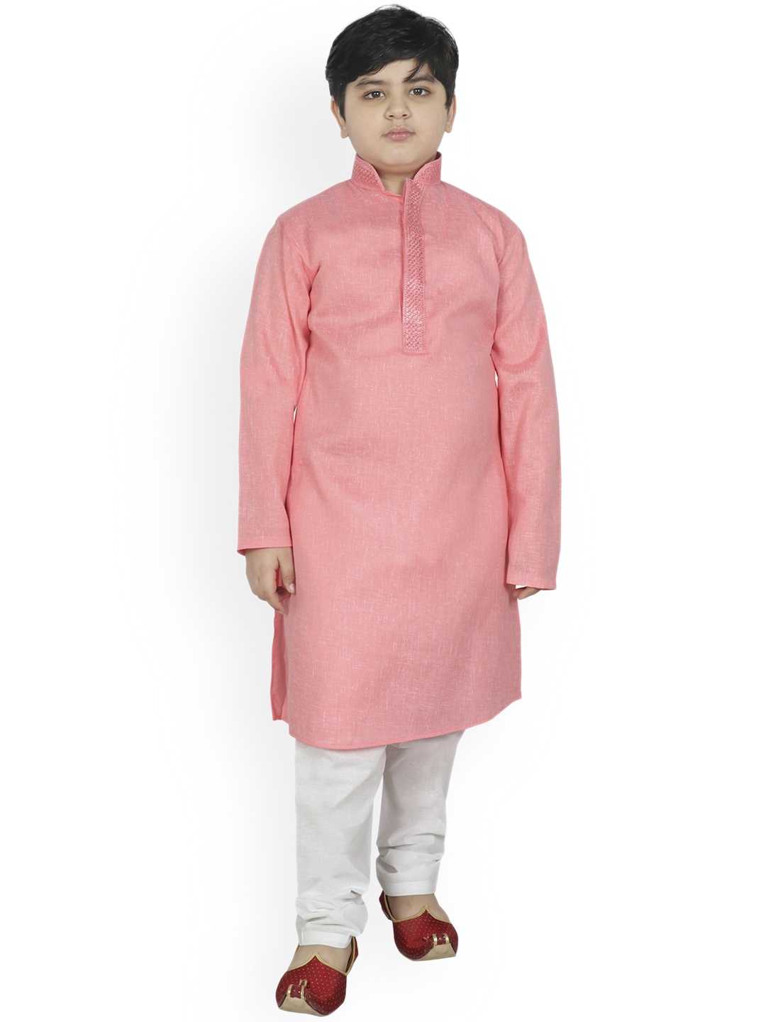 

SG YUVRAJ Boys Peach-Coloured Pure Cotton Kurta with Churidar