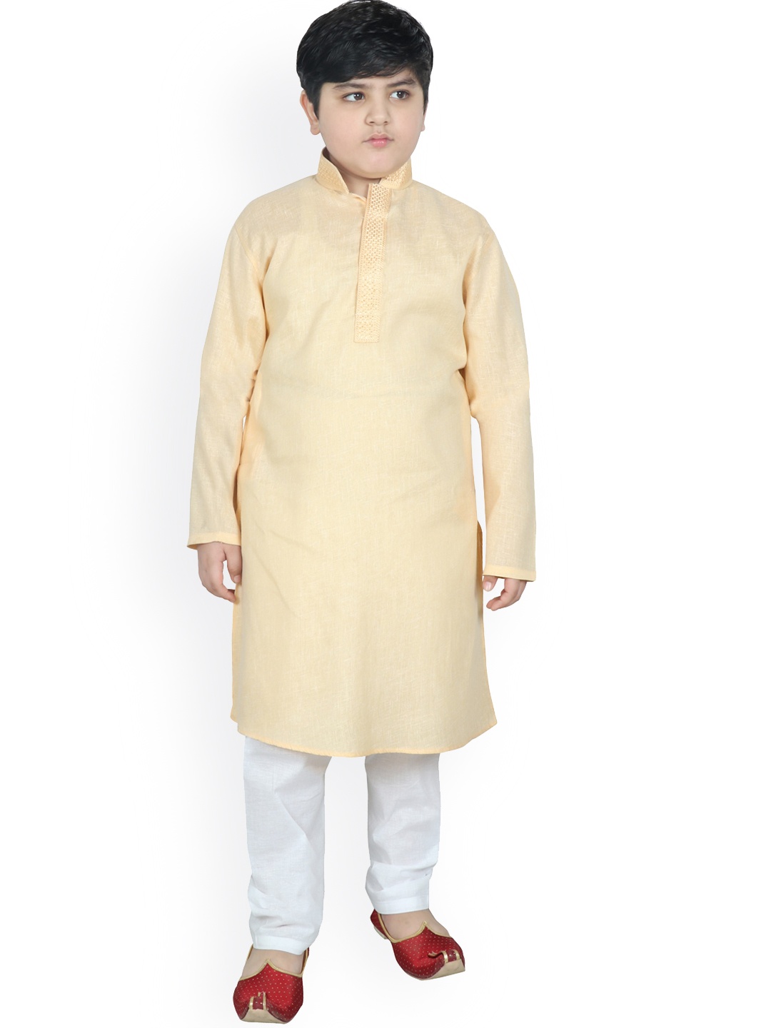 

SG YUVRAJ Boys Beige Pure Cotton Kurta with Pyjamas