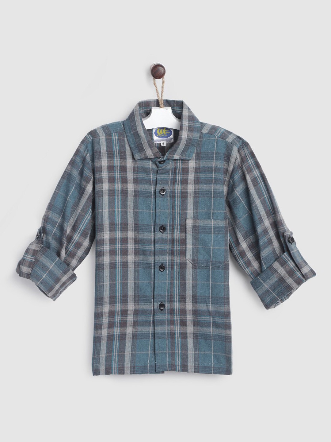 

YK Boys Blue Tartan Checks Checked Casual Shirt