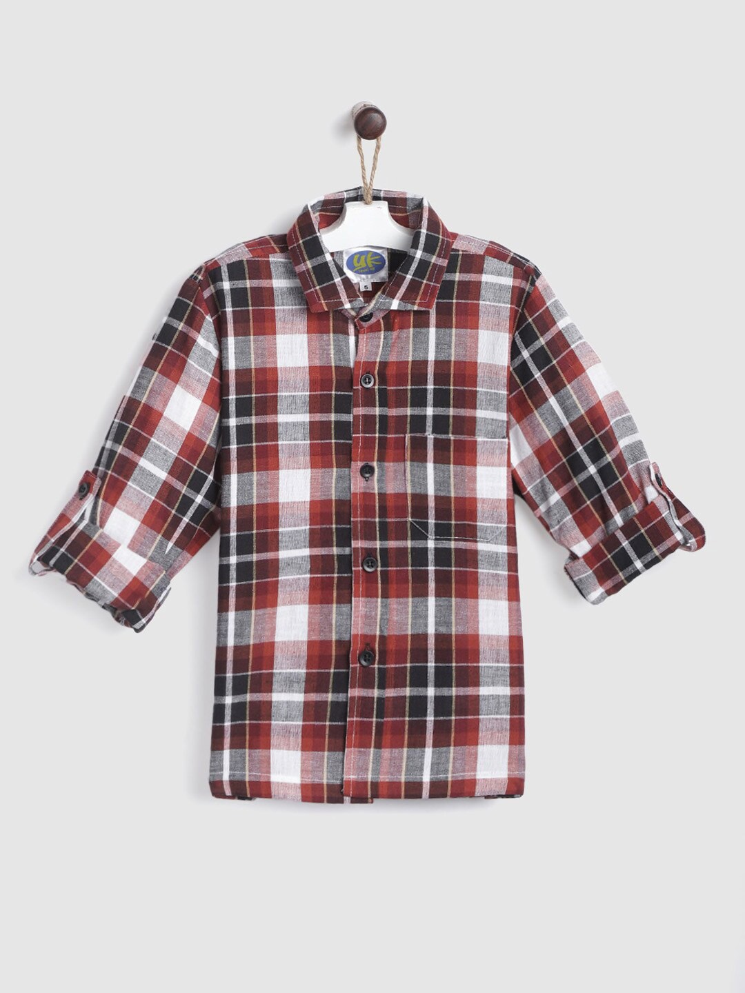 

YK Boys Maroon Tartan Checks Checked Casual Shirt