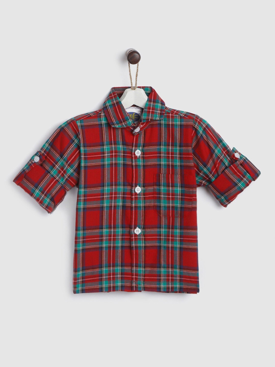 

YK Boys Red Tartan Checks Checked Casual Shirt