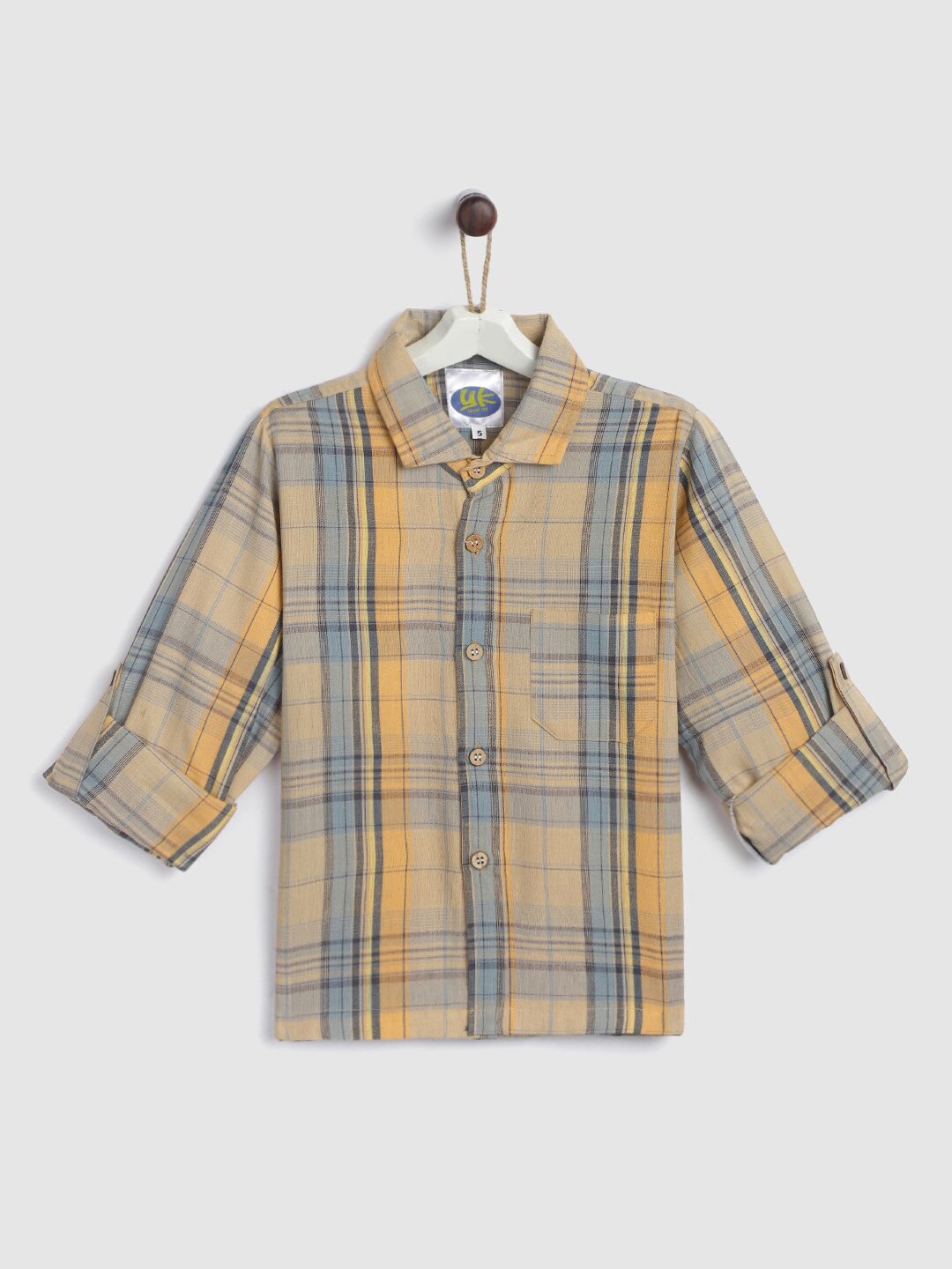 

YK Boys Mustard Tartan Checks Checked Casual Shirt