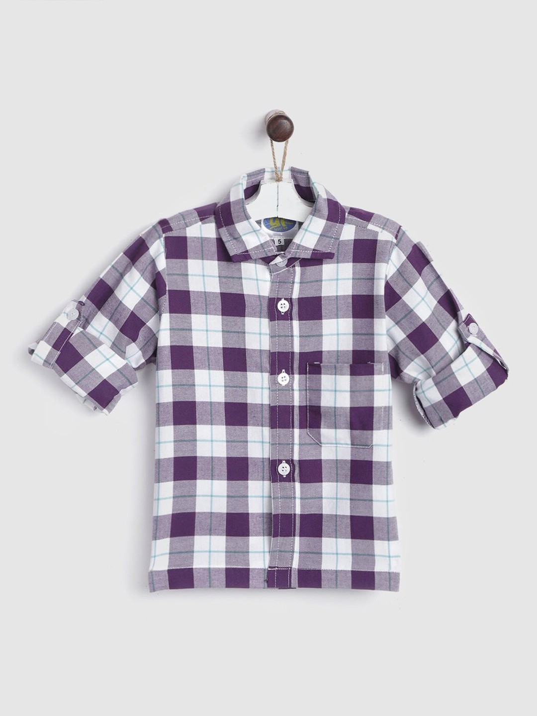 

YK Boys Purple Tartan Checks Casual Shirt