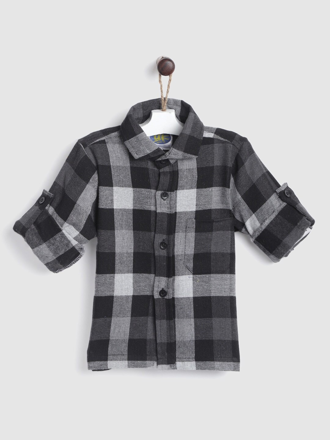 

YK Boys Grey Buffalo Checks Checked Casual Shirt