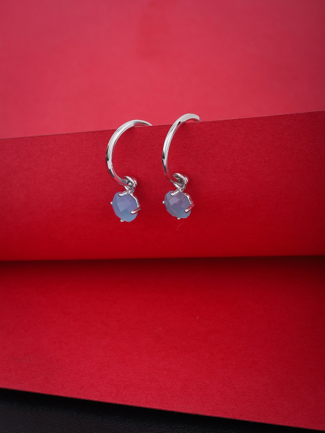 

VANBELLE Silver-Toned Circular Drop Earrings