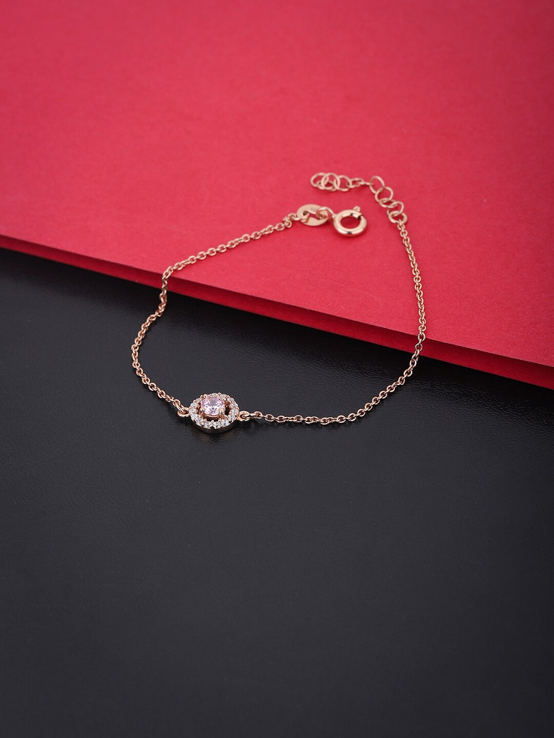 

VANBELLE Women 925 Sterling Silver Cubic Zirconia Rose Gold-Plated Charm Bracelet