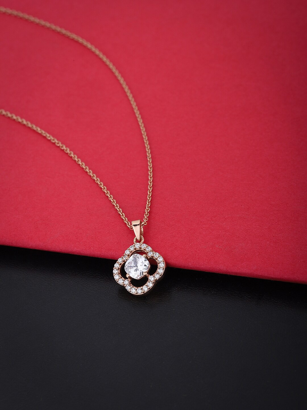 

VANBELLE Rose Gold & White Sterling Silver Rose Gold-Plated Necklace