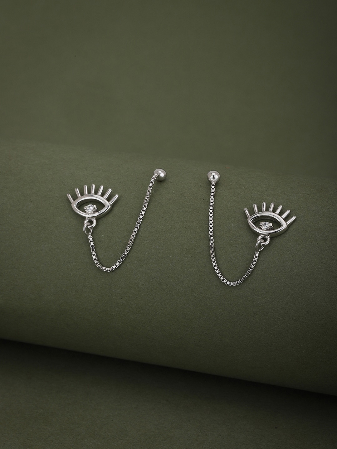 

VANBELLE Silver-Toned Contemporary Drop Earrings